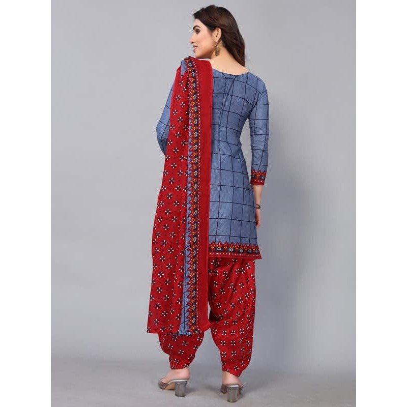 Satrani Women's Printed Poly Cotton Unstitched Dress Material(1175D1273N_Blueish Grey)