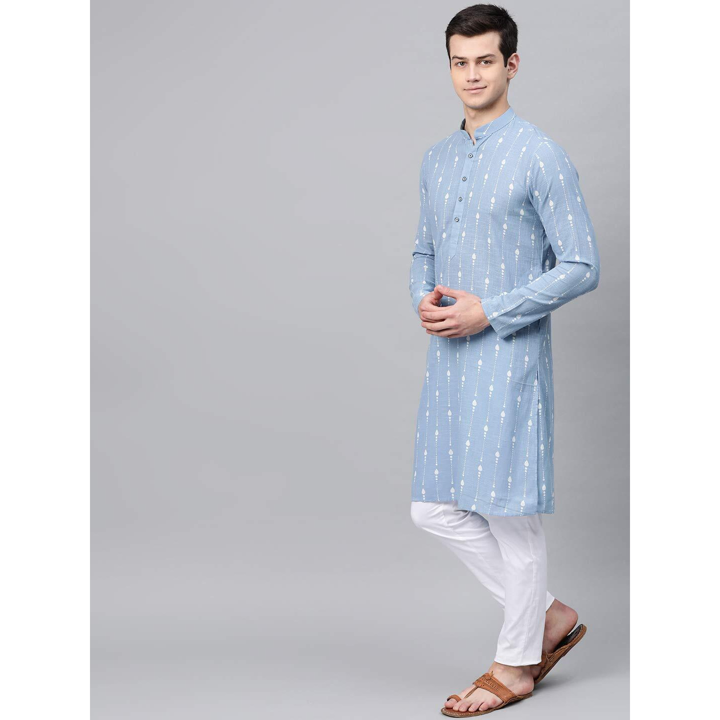 See Designs Blue Printed Straight Kurta_Sdmdwkt833M