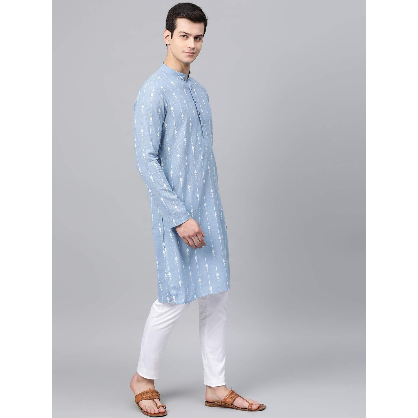 See Designs Blue Printed Straight Kurta_Sdmdwkt833M
