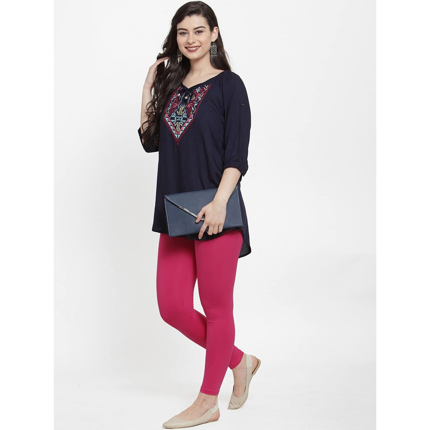 Shasmi Women's Stretch Leggings Ankle Pink 81_Beauty M