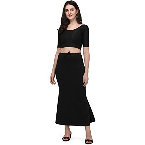 Shiv Textiles Round Neck Dobby Cotton Lycra Stretchable Elbow Sleeve Readymade Saree Blouse For Women Stylish (Blackpluse Size)