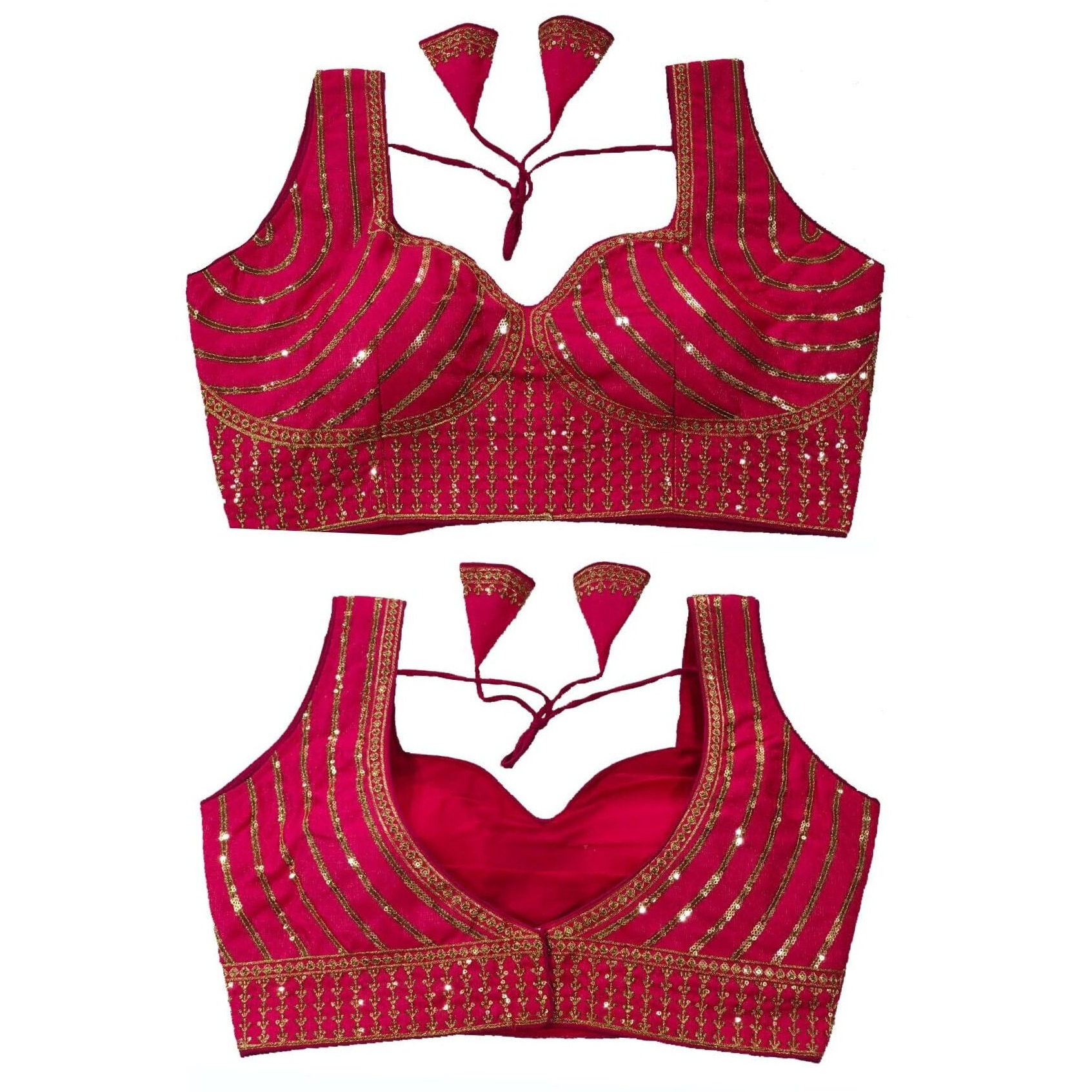 Vihu Fashion Women's Readymade Blouse Embroidery Multi Coding Gold Thread Indian Ethnic Designer Stitched Readymade Saree Sleeveless Pink Blouse For Women For Saree Lehenga Choli