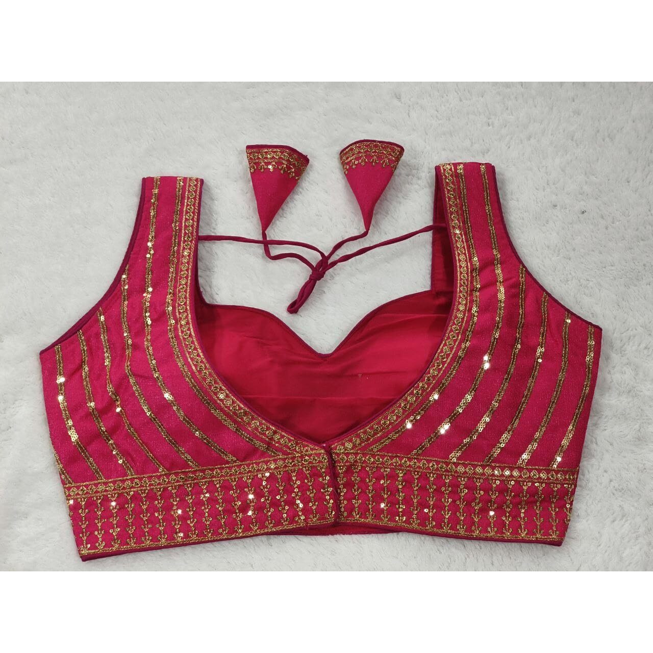 Vihu Fashion Women's Readymade Blouse Embroidery Multi Coding Gold Thread Indian Ethnic Designer Stitched Readymade Saree Sleeveless Pink Blouse For Women For Saree Lehenga Choli