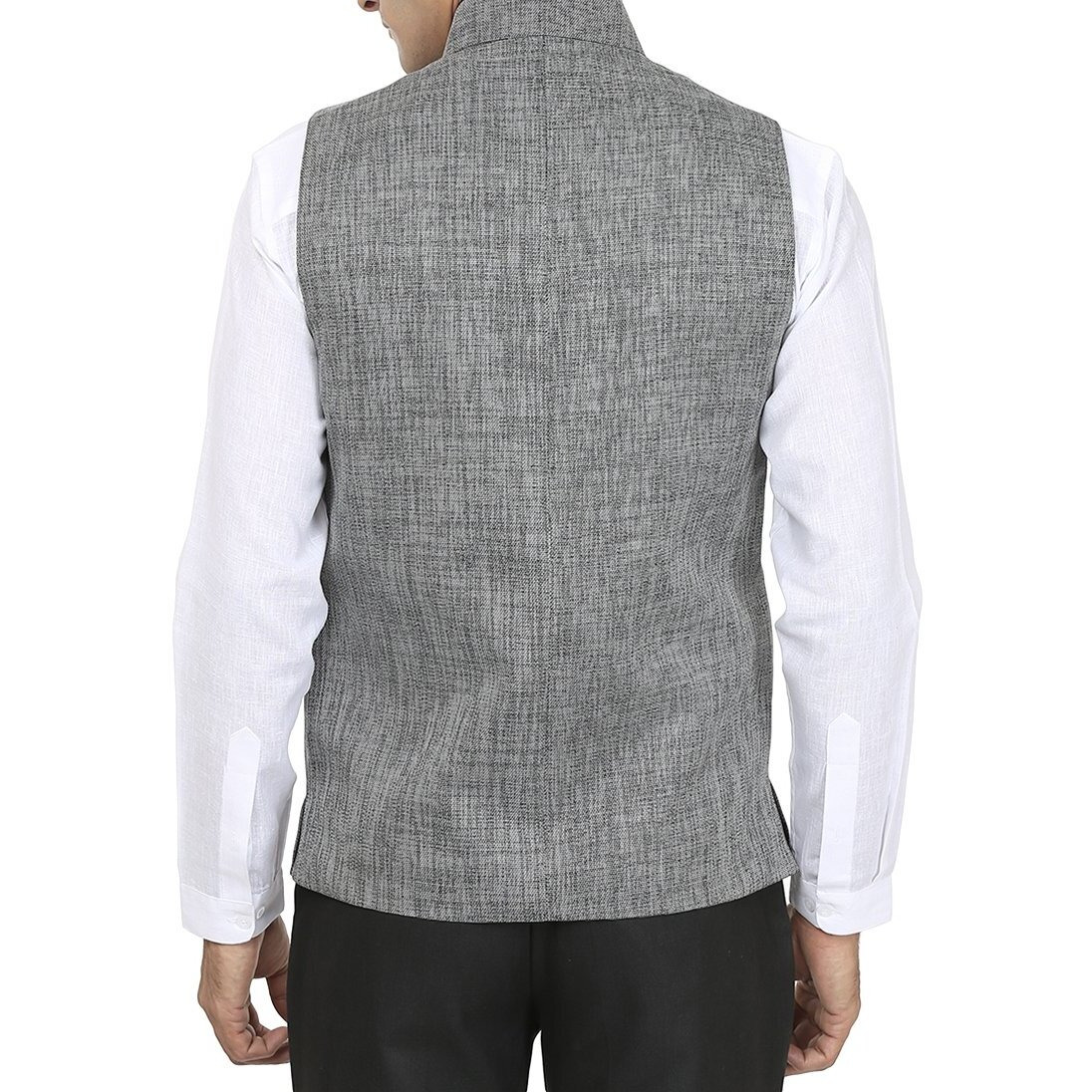 Wintage Men's Rayon Bandhgala Festive And Casual Nehru Jacket Waistcoat-Dark Grey