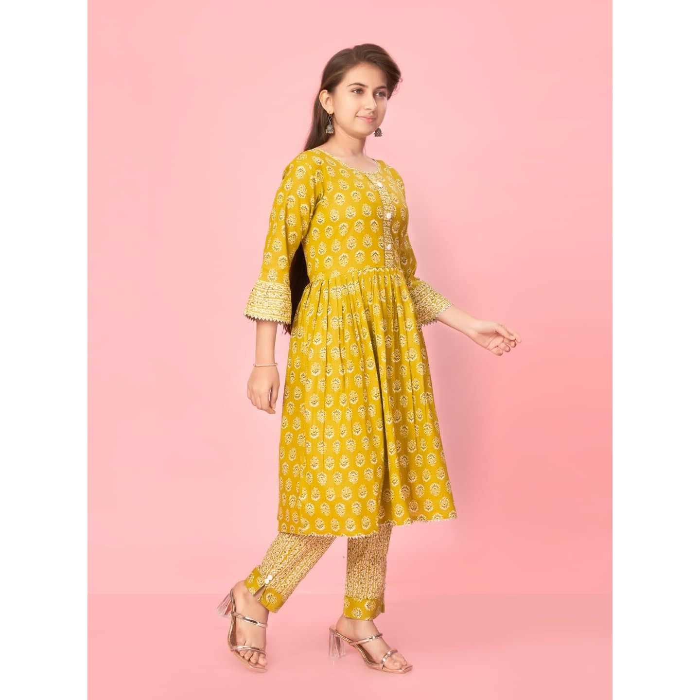 Aarika Girls Yellow Colour Cotton Printed Kurti (Kurti-K-Tr-04-Yellow-38)