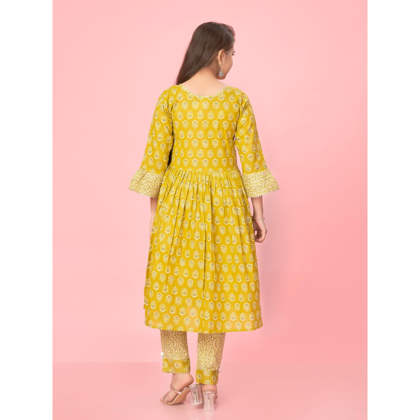 Aarika Girls Yellow Colour Cotton Printed Kurti (Kurti-K-Tr-04-Yellow-38)