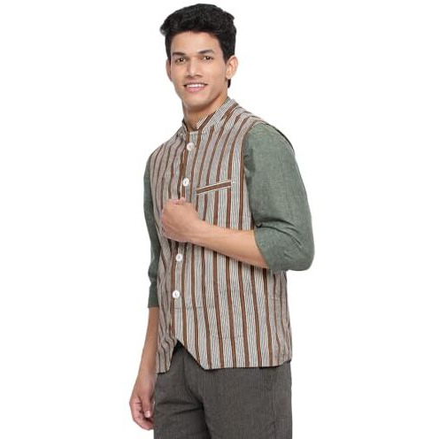 Fabindia Men's Nehru Jacket (20028408_Brown