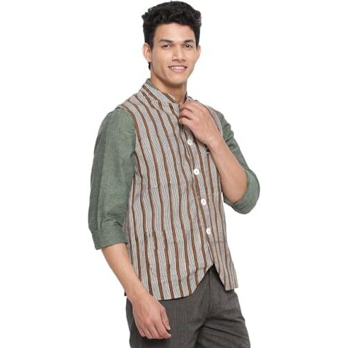 Fabindia Men's Nehru Jacket (20028408_Brown