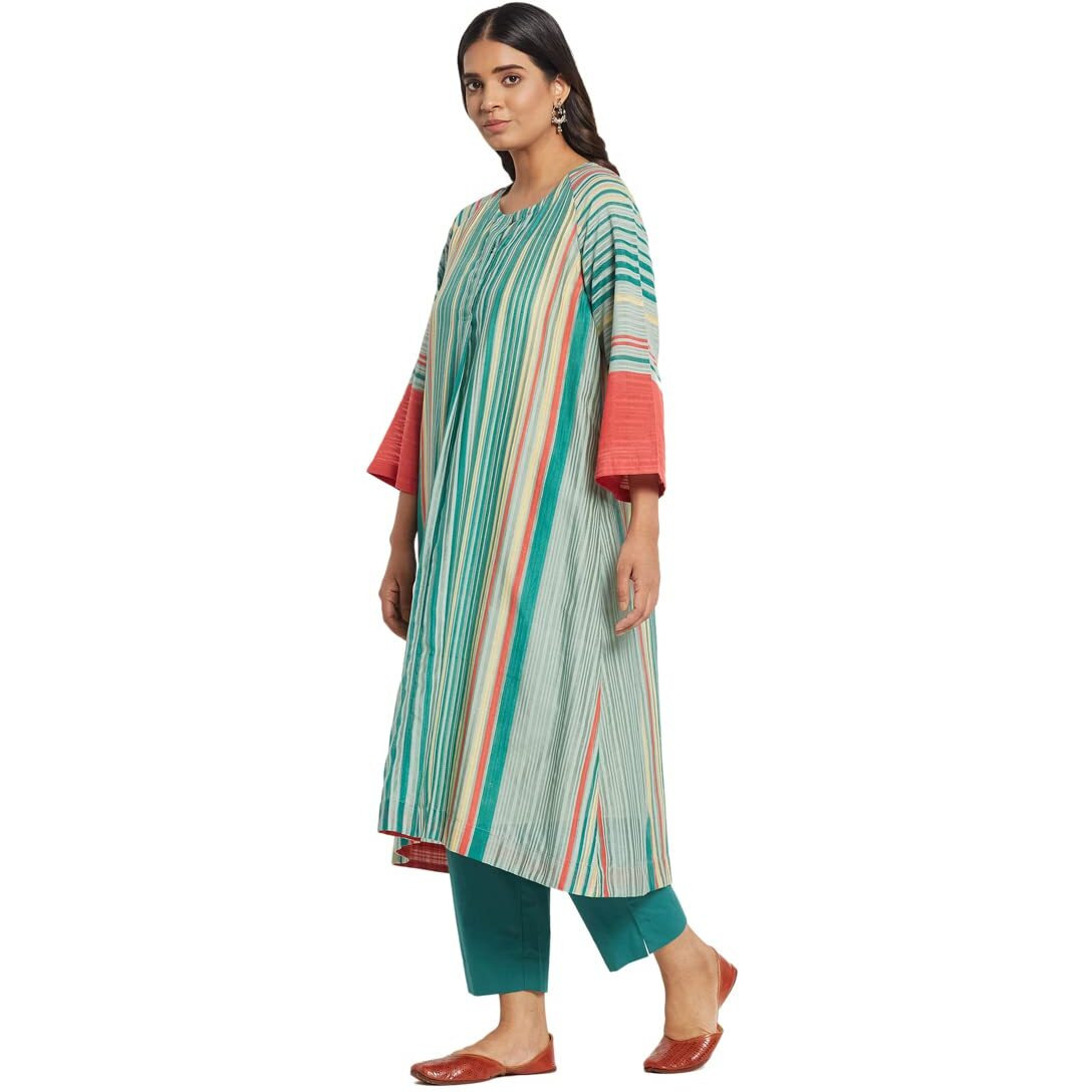 Fabindia Women Silk Printed 2 Piece Kurta Set Cotton_S