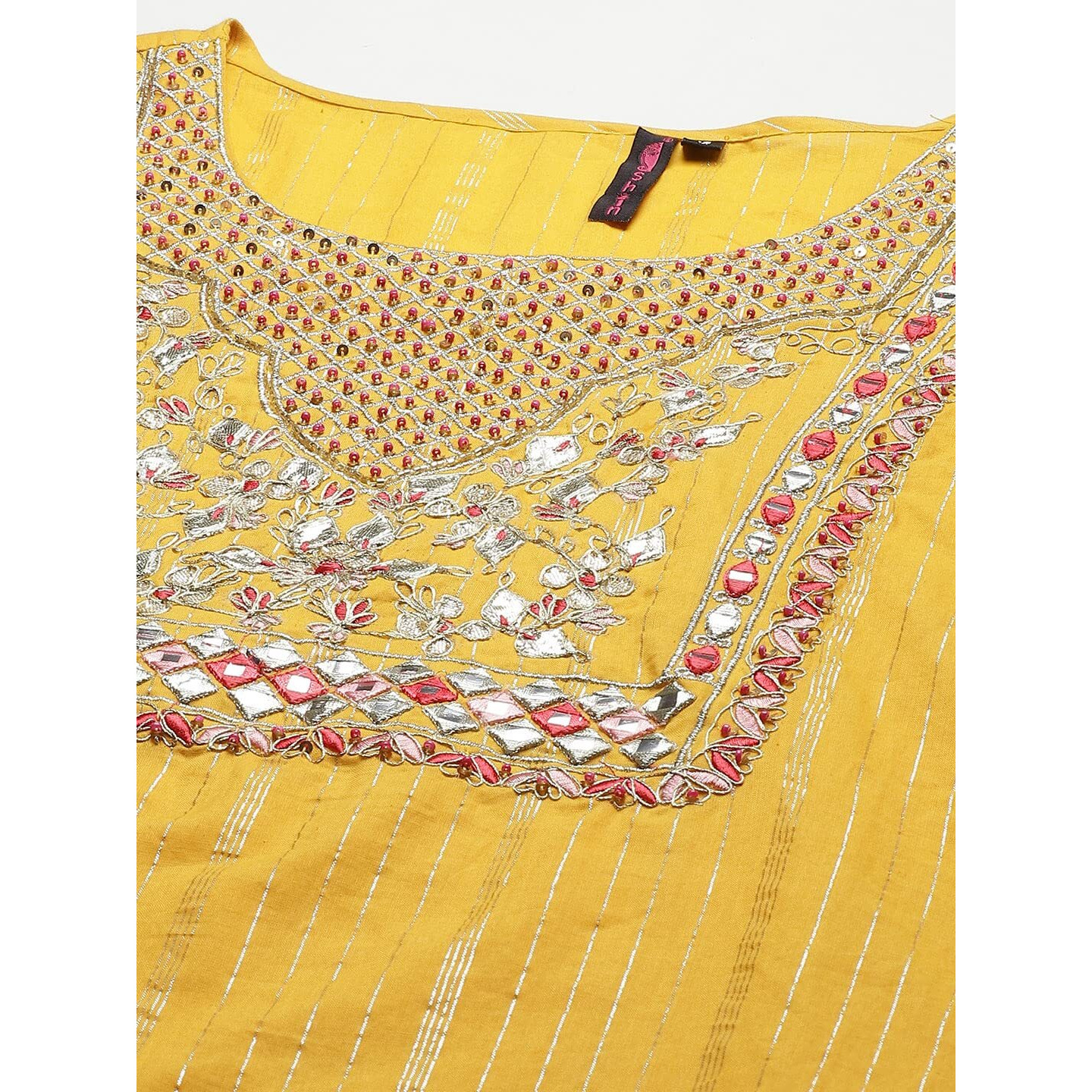 Ishin Women's Cotton A-Line Embroidered Kurta Suit Set With Dupatta & Sharara Kpldsrd-19010_L_Mustard