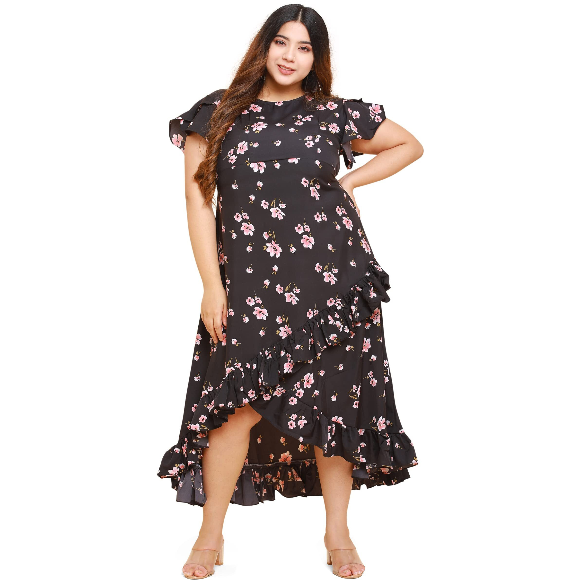 Oomph Women's Western & Fusion Wear Crepe Wrap Maxi Dress - Black