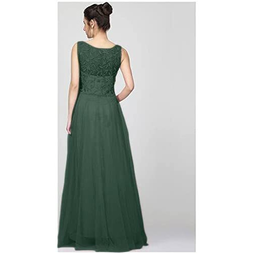 Patlani Women's Net Embroidery Aline-Flered Gown Dress For Women Full Stitched Gown Ready To Wear.(All Over-Green-Xl)