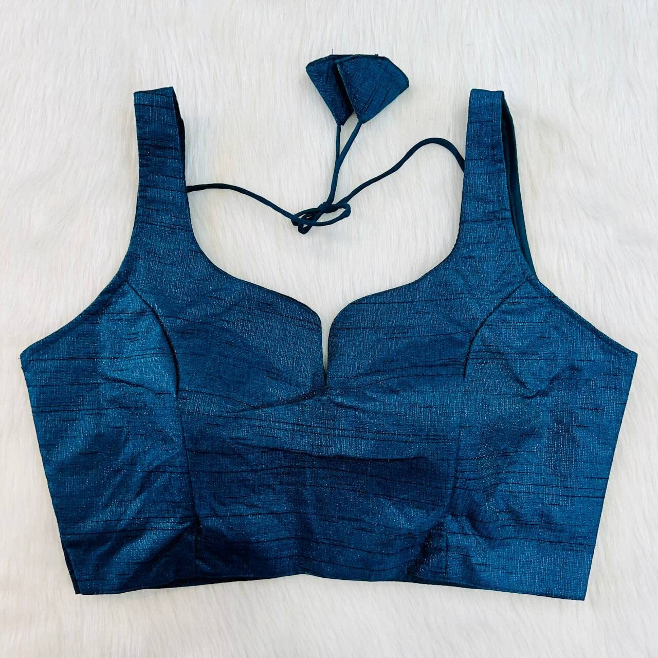 Pujia Mills Women's Heavy Phantom Silk Bollywood Style Sleeveless Trendy Blouse(Veda) (Morpeach, 32)