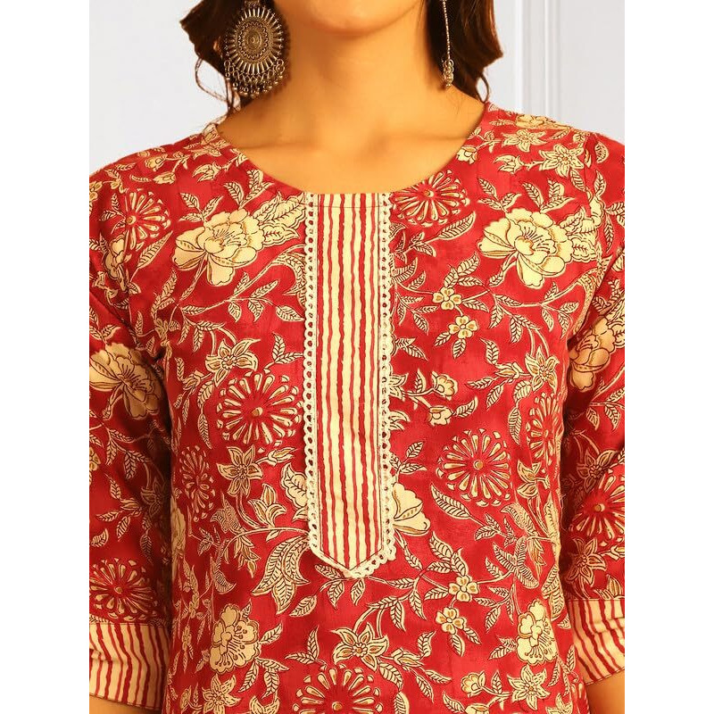 Pinkmint Women's Kurta Set Ll Cotton Printed Ethnic Set Ll Dupatta Set Ll Suit Set