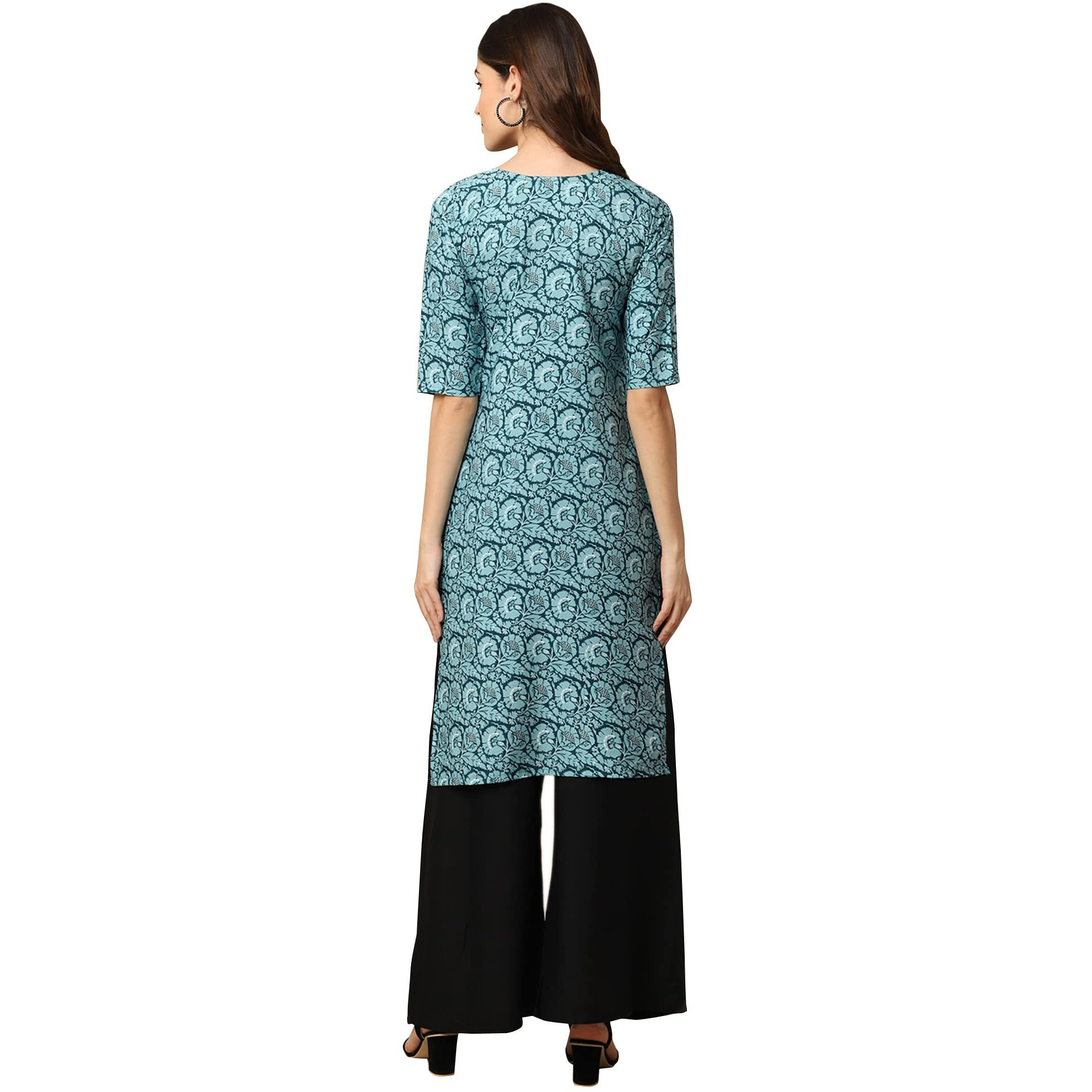 Pinkmint Women's Crepe Digital Print Straight Kurta [Pack Of 5](Sv-378-373-357-354-350-L)