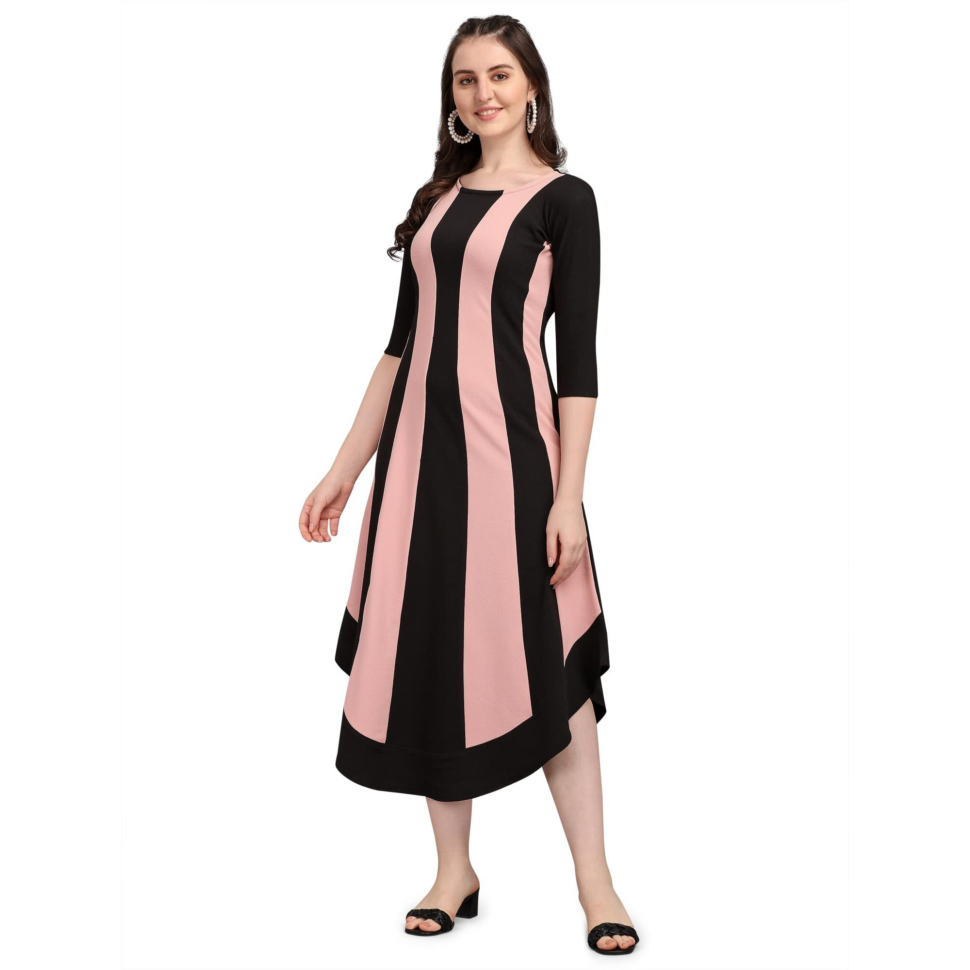 Purvaja Women's Corduroy Empire Waist Maxi Dress (Lucy-522-Pe-Bl-L_Peach