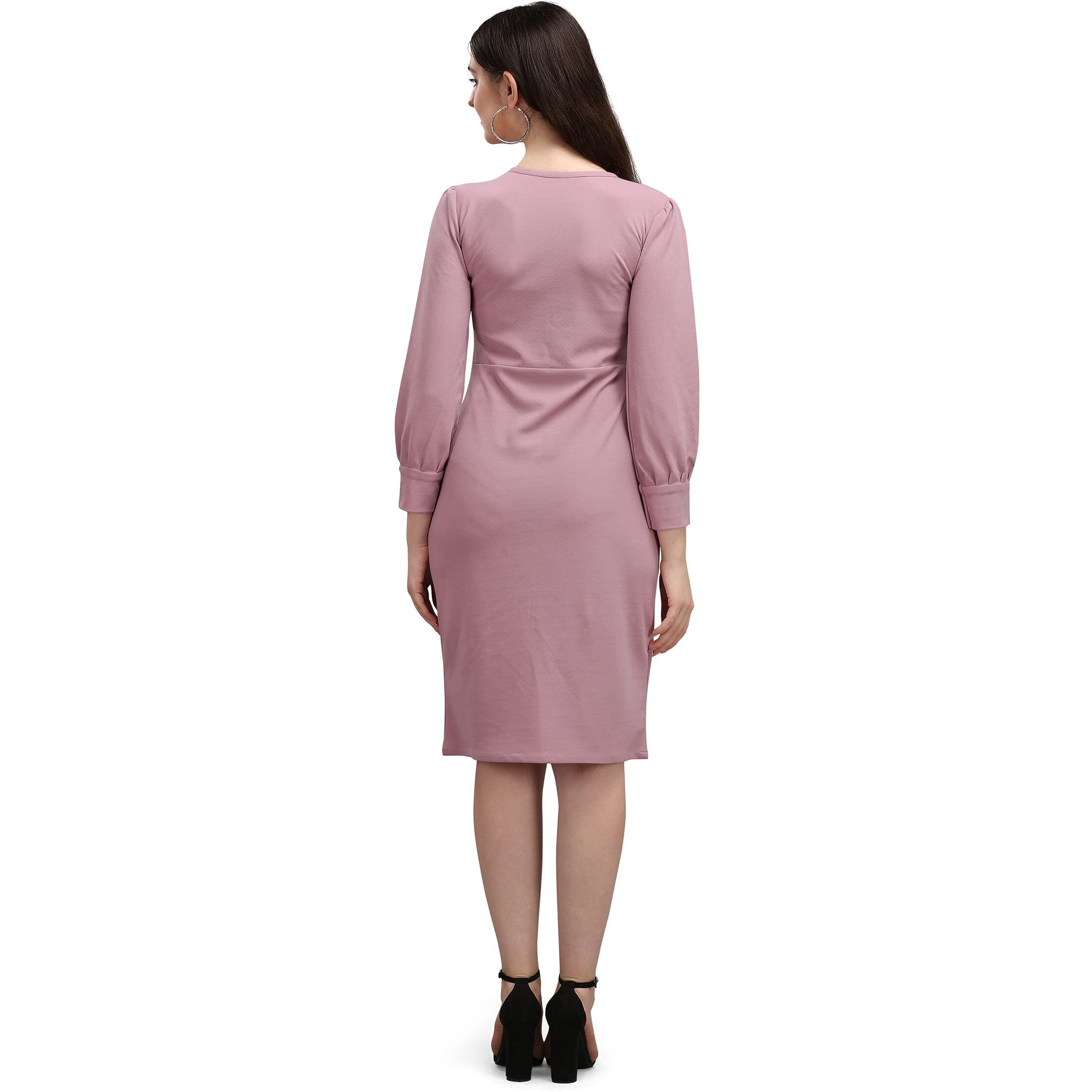 Purvaja Women's Corduroy Bodycon Knee-Length Dress (Ruby-016-Lv-S_Light Violet