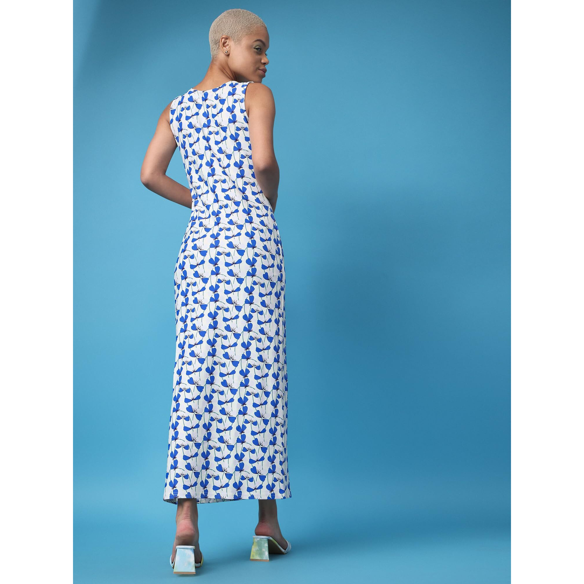 Purvaja Womens Bodycon Maxi Length Dress (Wini-109-Fly_White_Xx-Large)