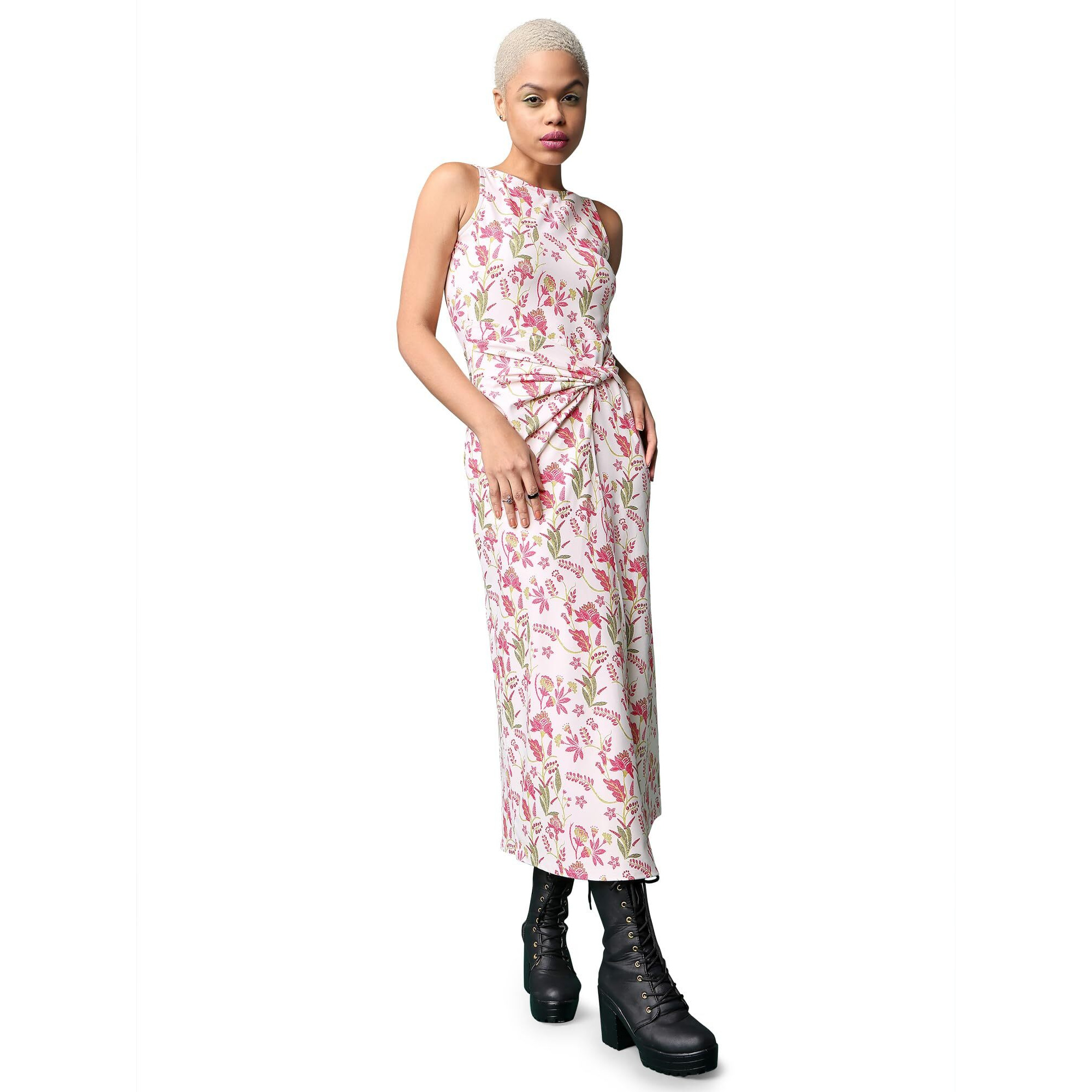 Purvaja Womens Twisted Maxi Length Dress (Wini-044-Gypsy_Beige_X-Large)