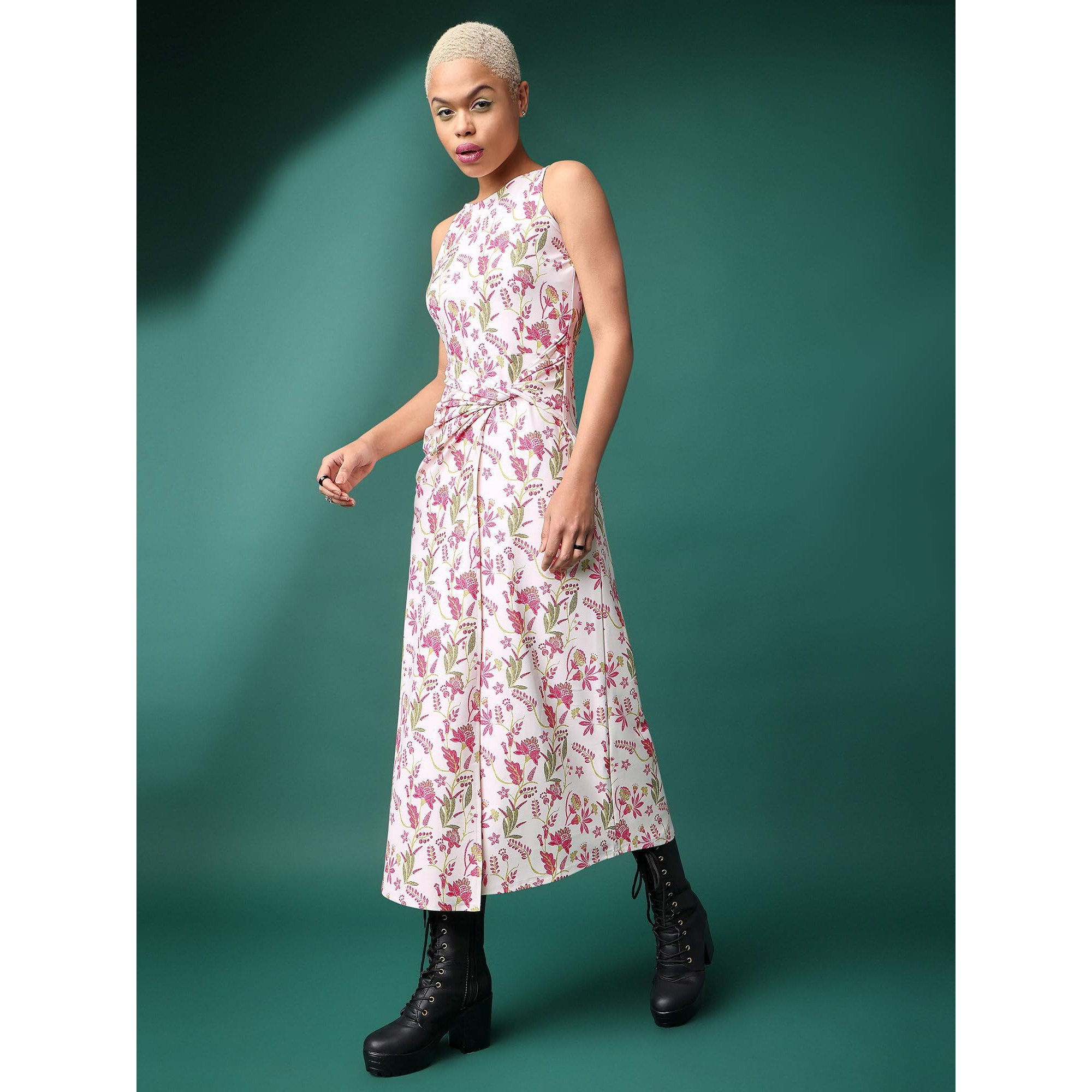 Purvaja Womens Twisted Maxi Length Dress (Wini-044-Gypsy_Beige_X-Large)