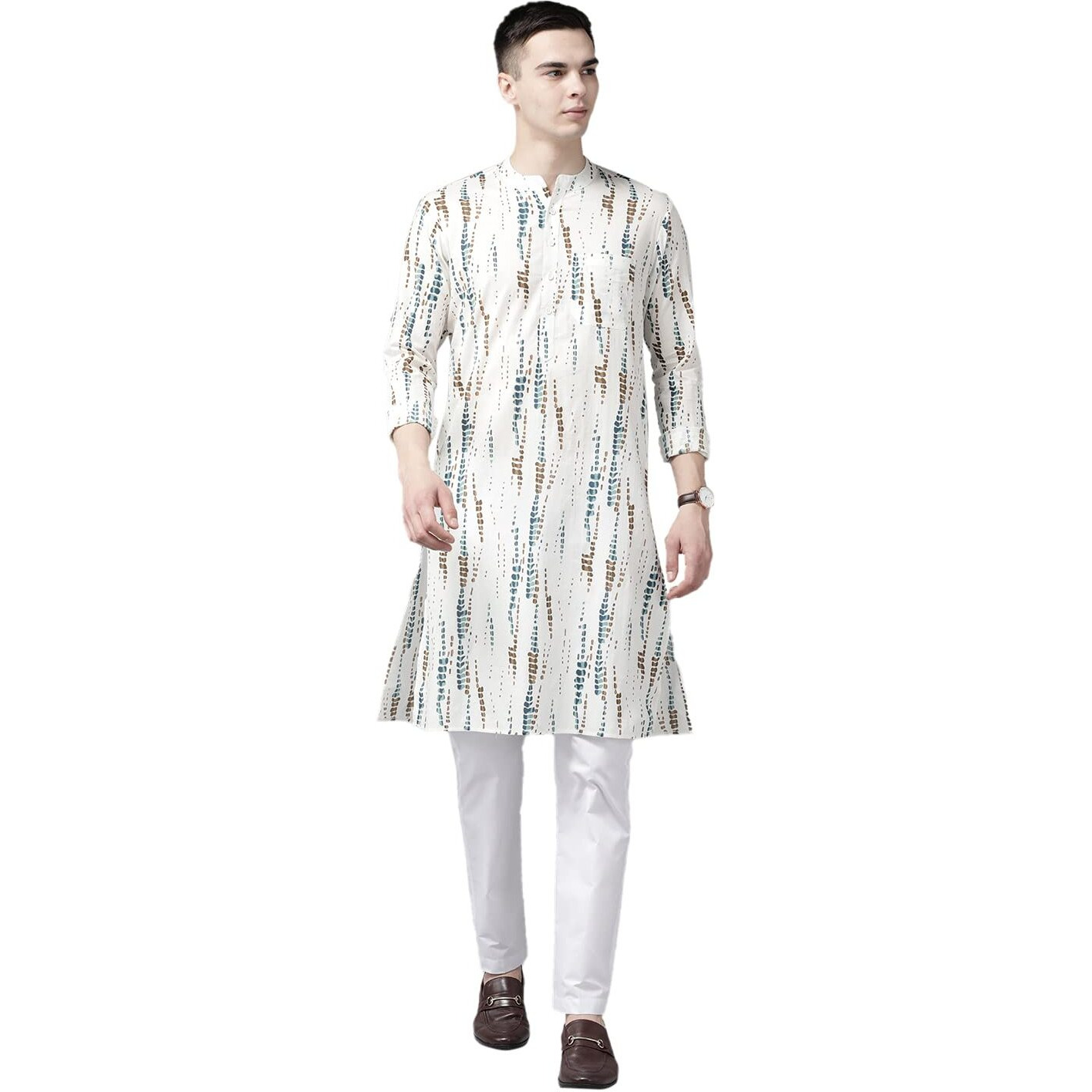 See Designs Men's White Multi Tie And Dye Print Design Straight Kurta - Sd2Kt_1116M