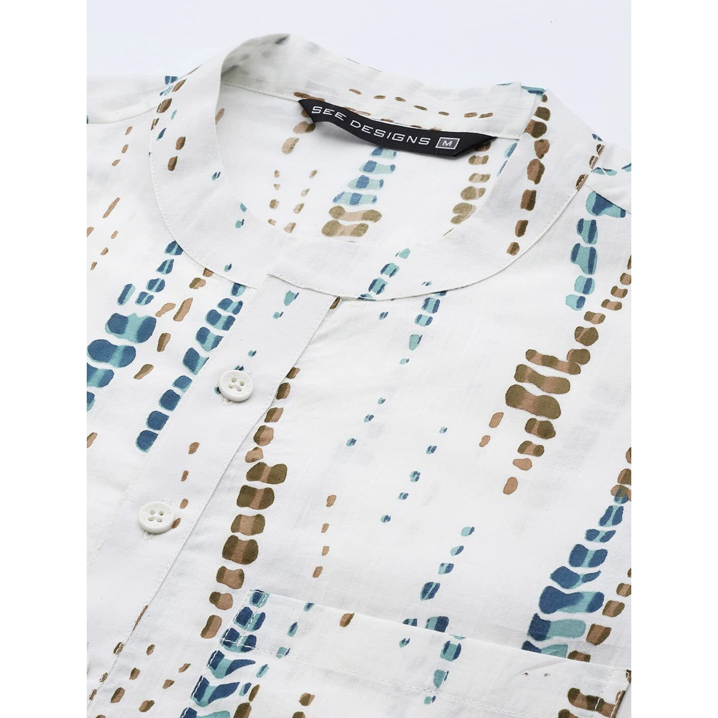 See Designs Men's White Multi Tie And Dye Print Design Straight Kurta - Sd2Kt_1116M