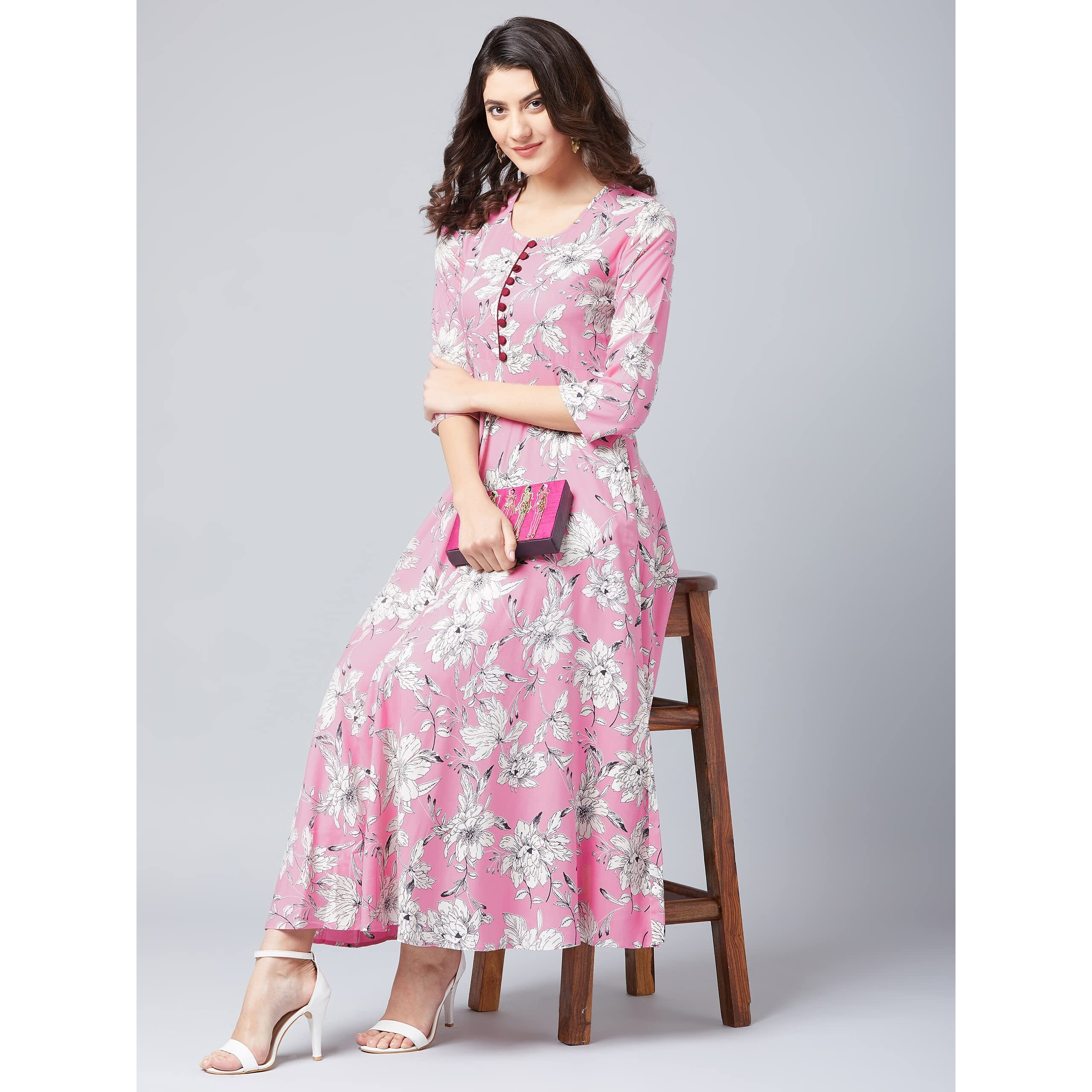 Tissu Women's Rayon A-Line Kurta (1922_Pink_Xxl)