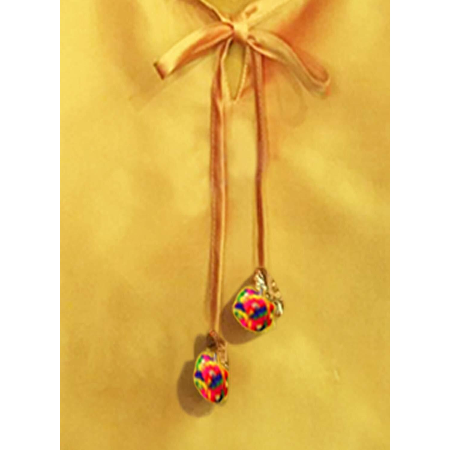 A.T.U.N. (All Things Uber Nice) Girl's Synthetic Straight Salwar Suit (Gkls Shz Amf_Amber/Fuchsia_5-6 Years)