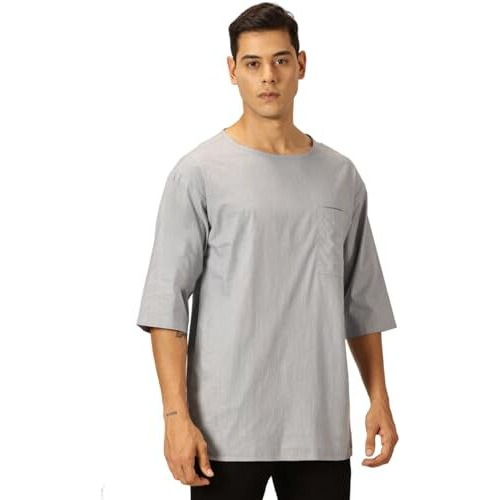 Thomas Scott Men's Linen Relaxed Shirt (Ts1525_Light Grey