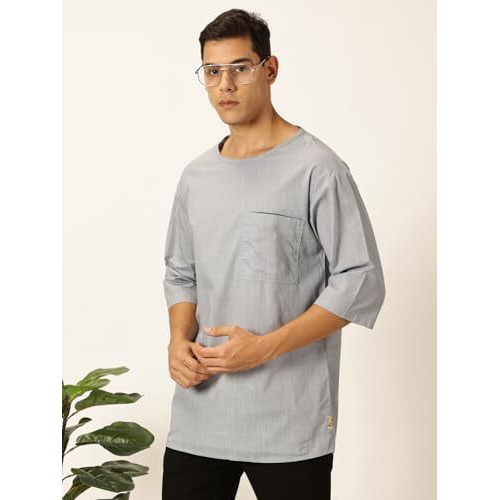 Thomas Scott Men's Linen Relaxed Shirt (Ts1525_Light Grey