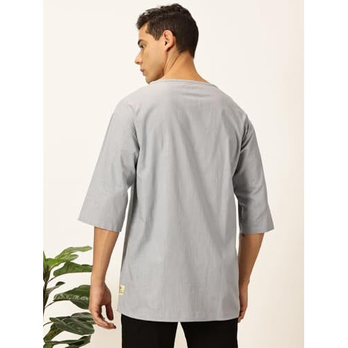 Thomas Scott Men's Linen Relaxed Shirt (Ts1525_Light Grey