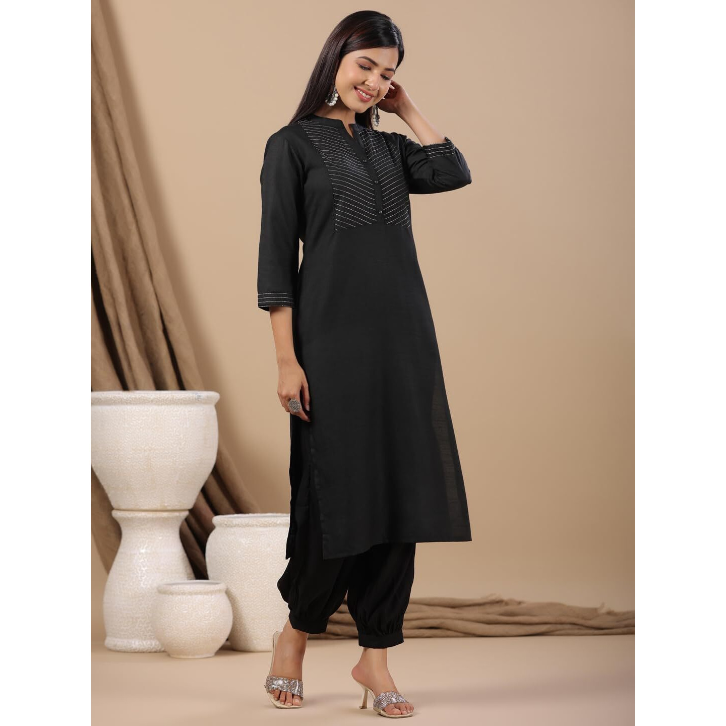 Anubhutee Women's Cotton Regular Tunic Shirt (Abwkaaw23078_Bk_Black