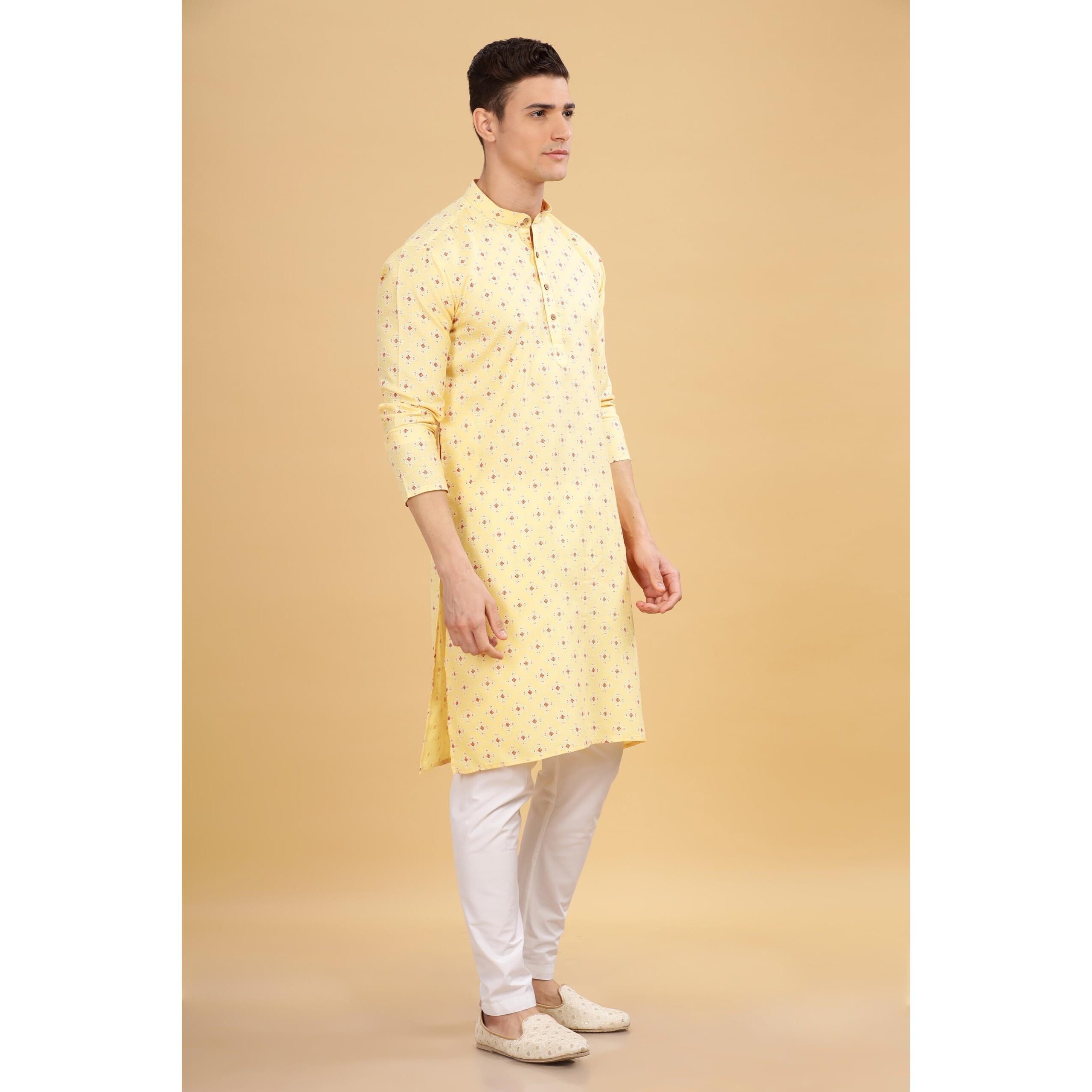 Be Active Men's Cotton Regular Kurta (C-399-1_Cream