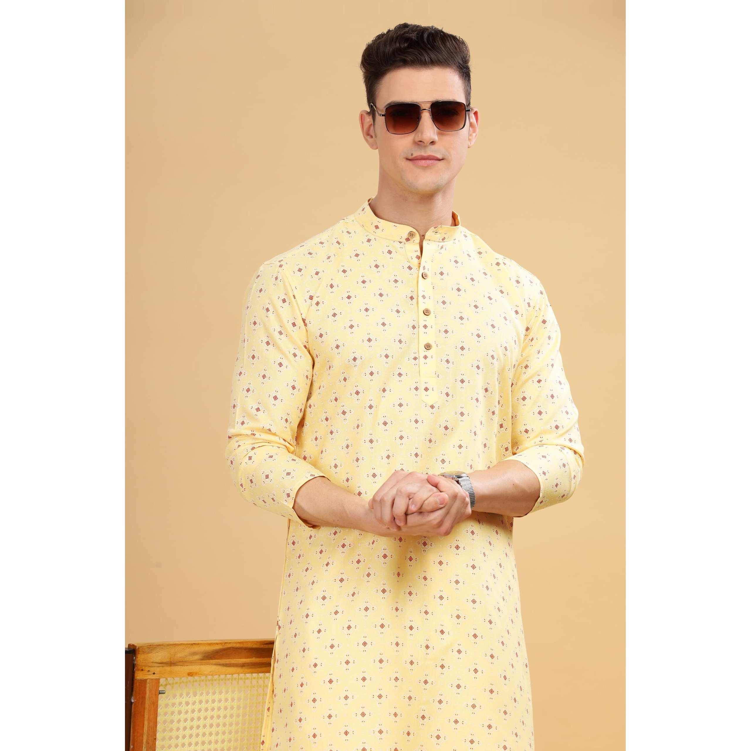 Be Active Men's Cotton Regular Kurta (C-399-1_Cream
