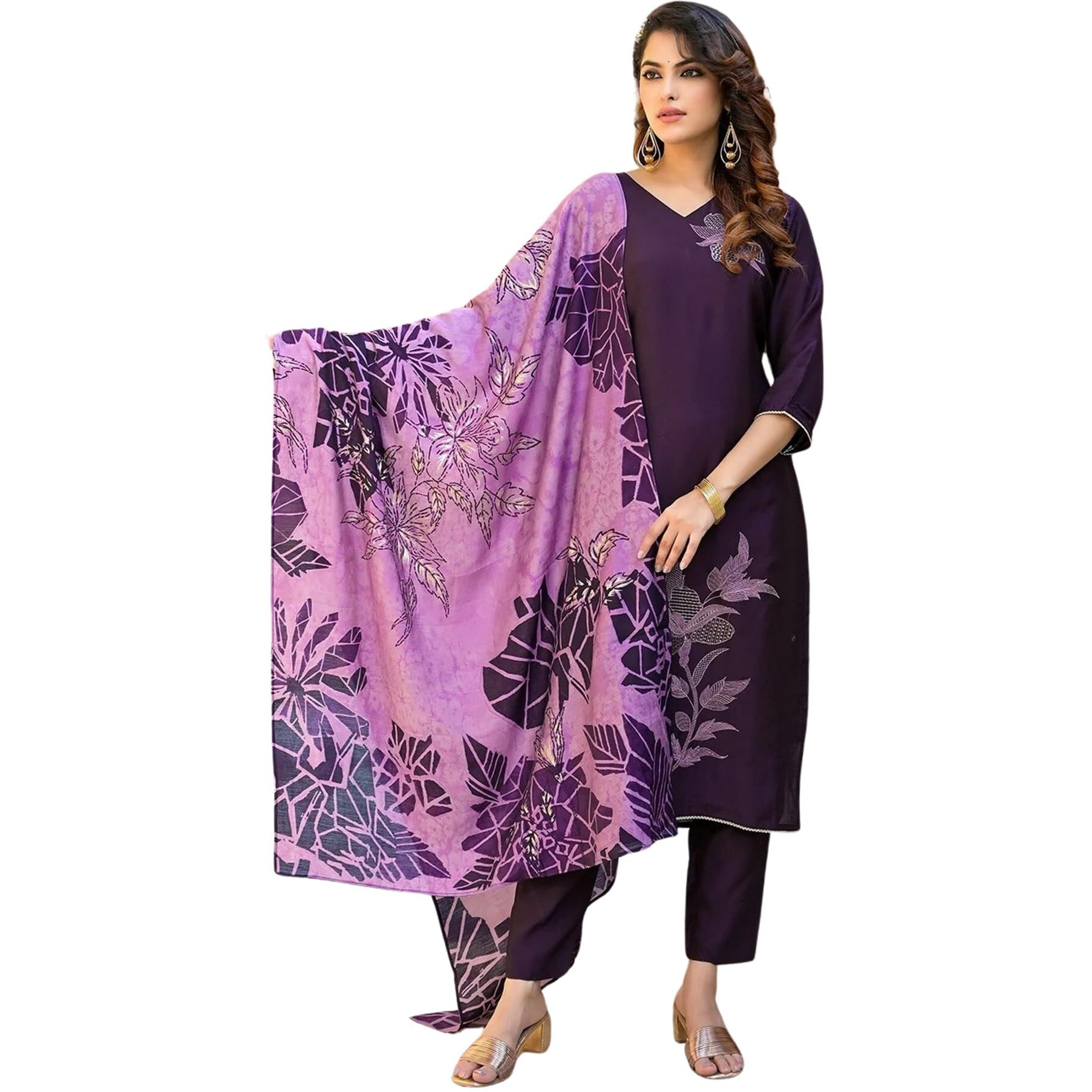 Fabnex Women Kurta Pant Set | Kurti Set With Pant For Women (K-44-Purple-M)