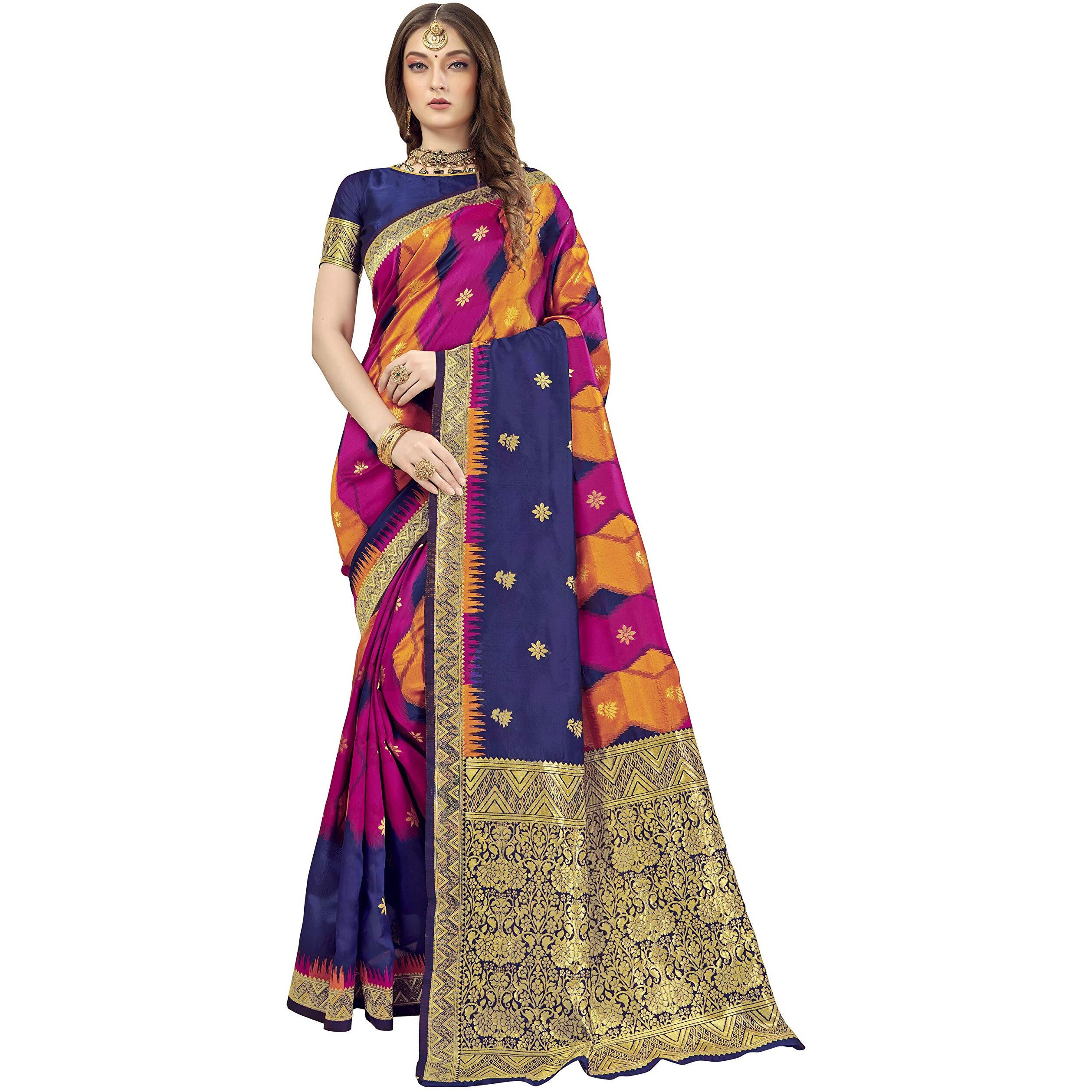 Glory Sarees Womens Banarasi Saree (Bridal_Silk130_Blue)