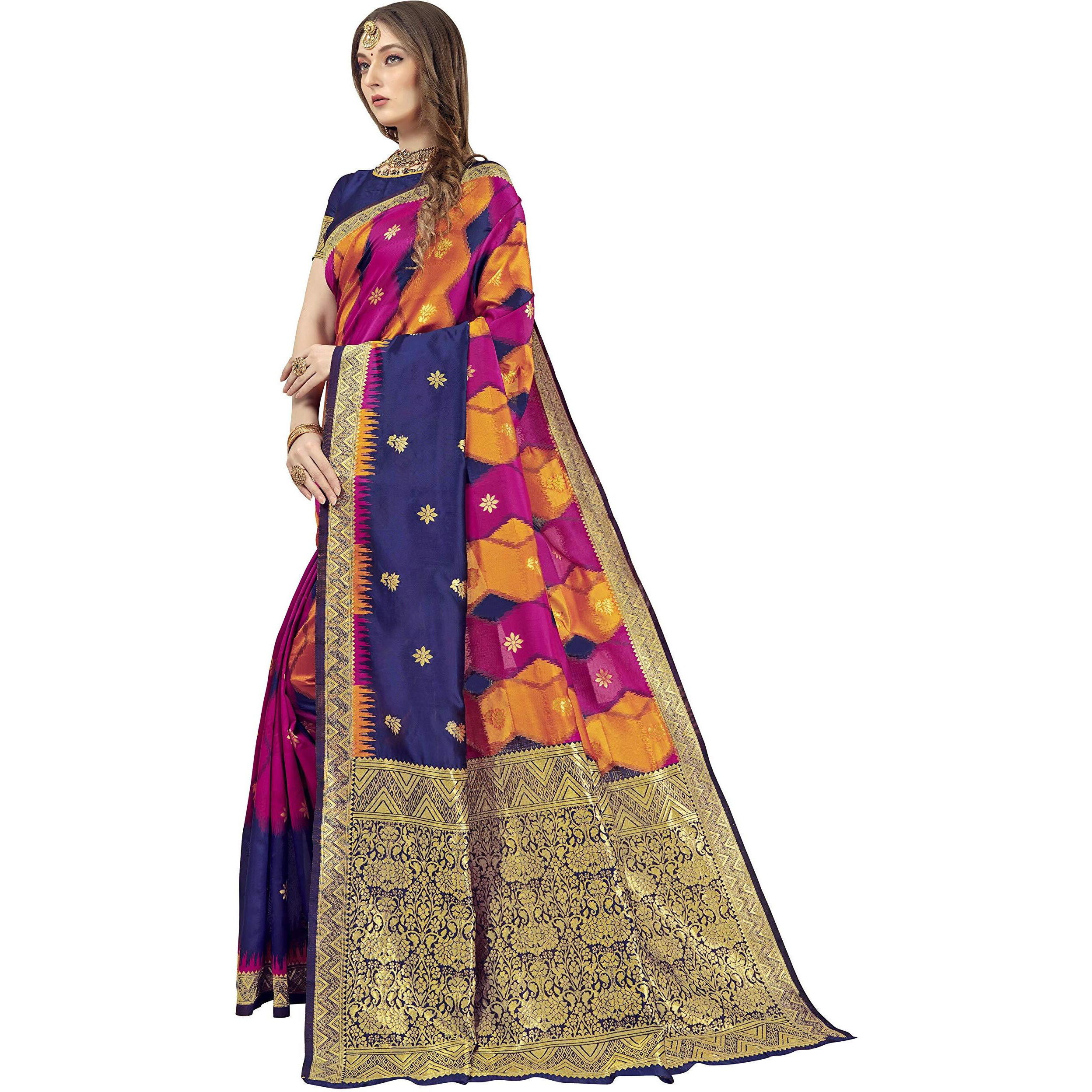 Glory Sarees Womens Banarasi Saree (Bridal_Silk130_Blue)