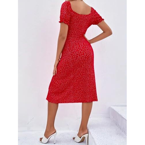 Greciilooks Dress | Stylish Dresses For Women | One Piece | Short Sleeve | Knee Lenght Summer Dress For Women (In, Alpha, L, Cherry Red)