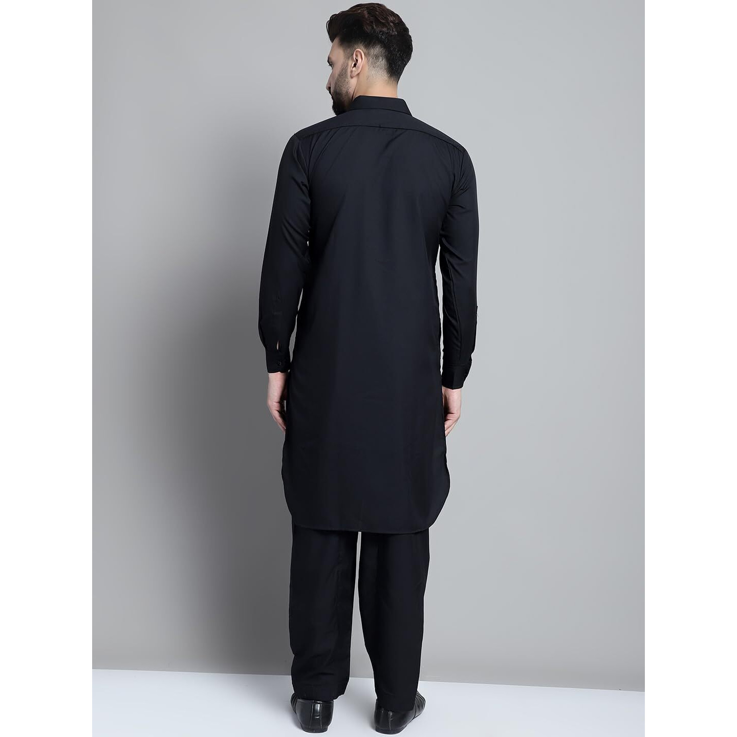 Jompers Men's Cotton Solid Pathani Kurta With Salwar (Black, Xl)