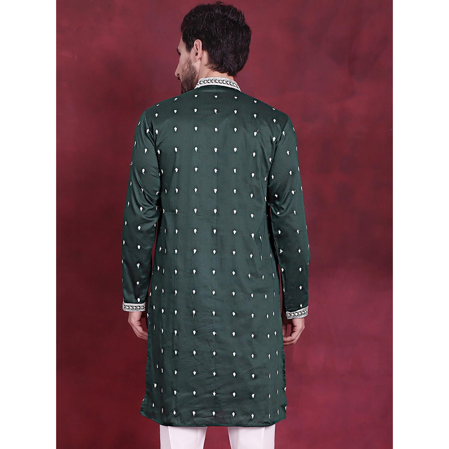Jompers Mens Sequins Embroidered Kurtas (Olive, Xl)