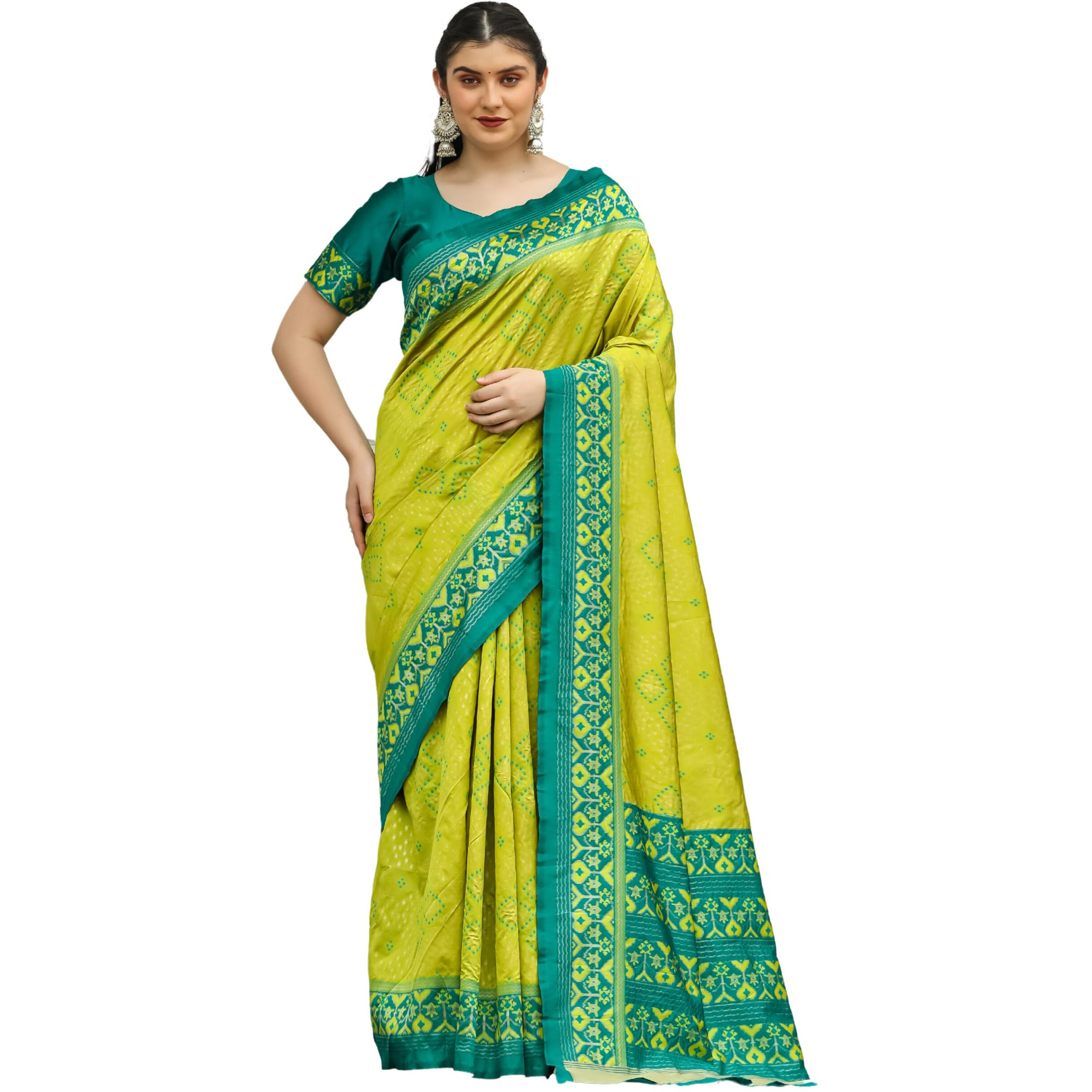Leriya Fashion Women's Trendy Kanjivaram Soft Lichi Silk Saree With Blouse Piece | (Yellow)