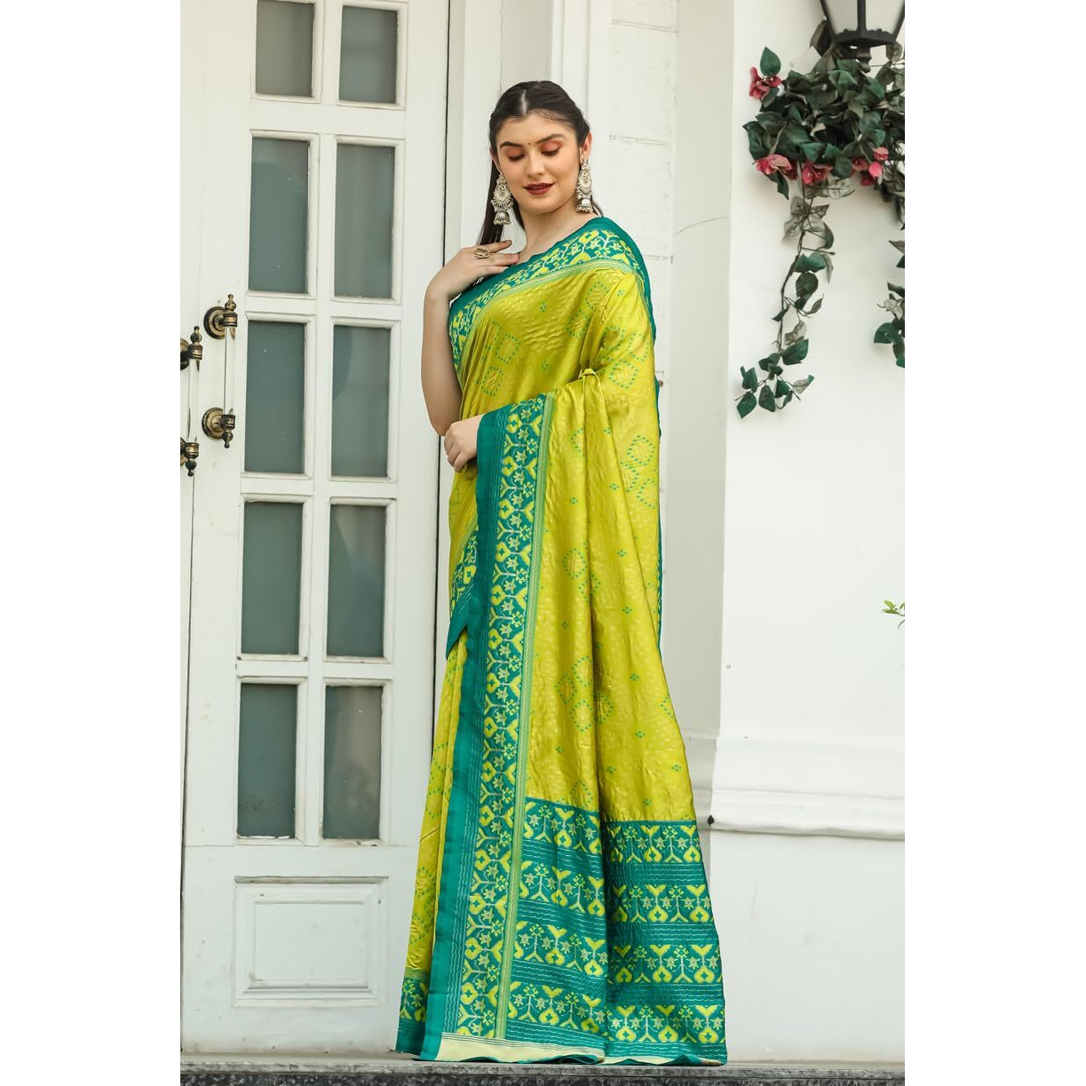 Leriya Fashion Women's Trendy Kanjivaram Soft Lichi Silk Saree With Blouse Piece | (Yellow)