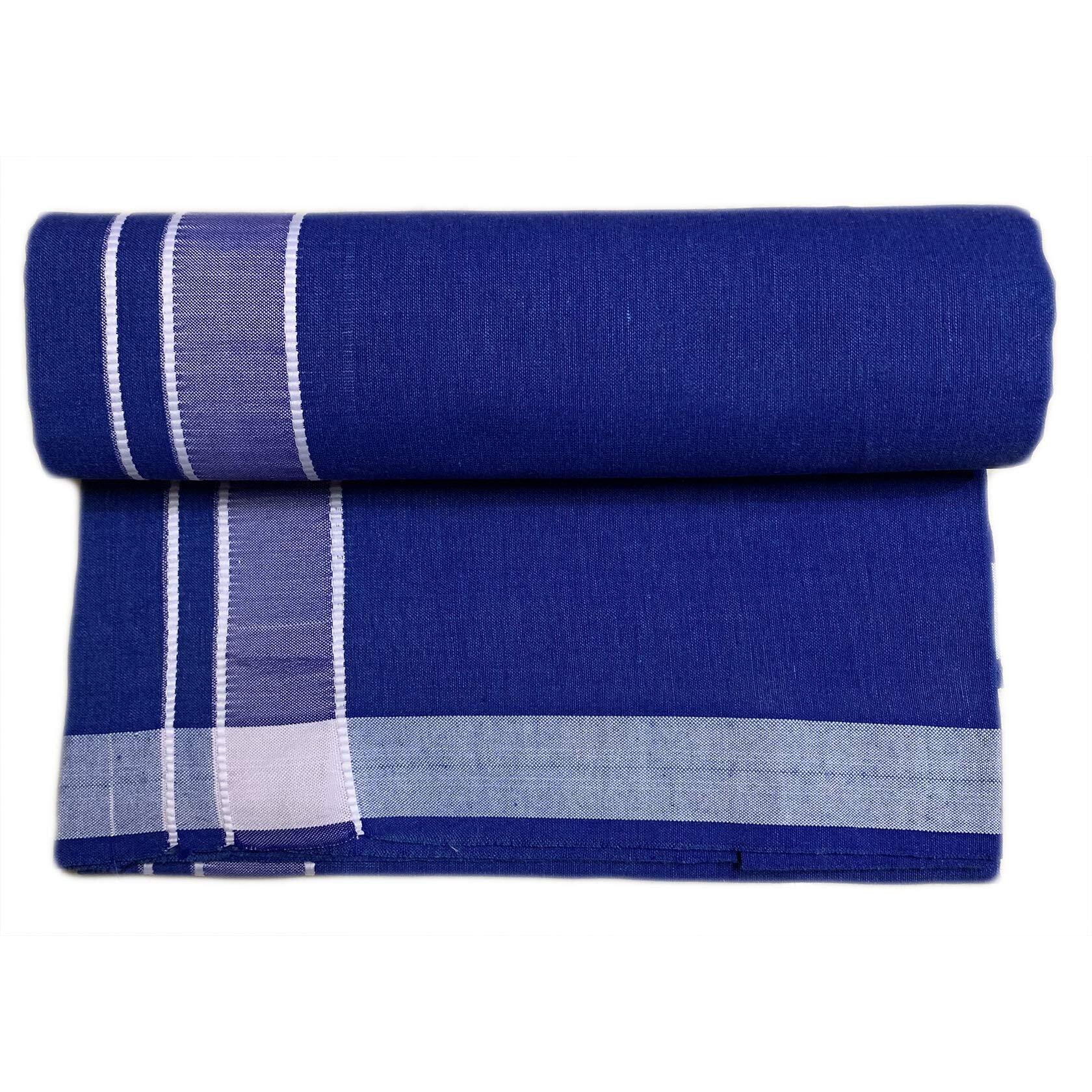 Prakasam Cotton Mens Cotton Single (1.28X1.95 Mtrs) Colour Dhoti/Kerala Single Dhoti/Kerala Colour Pondu Dhoti/Blue Dhoti