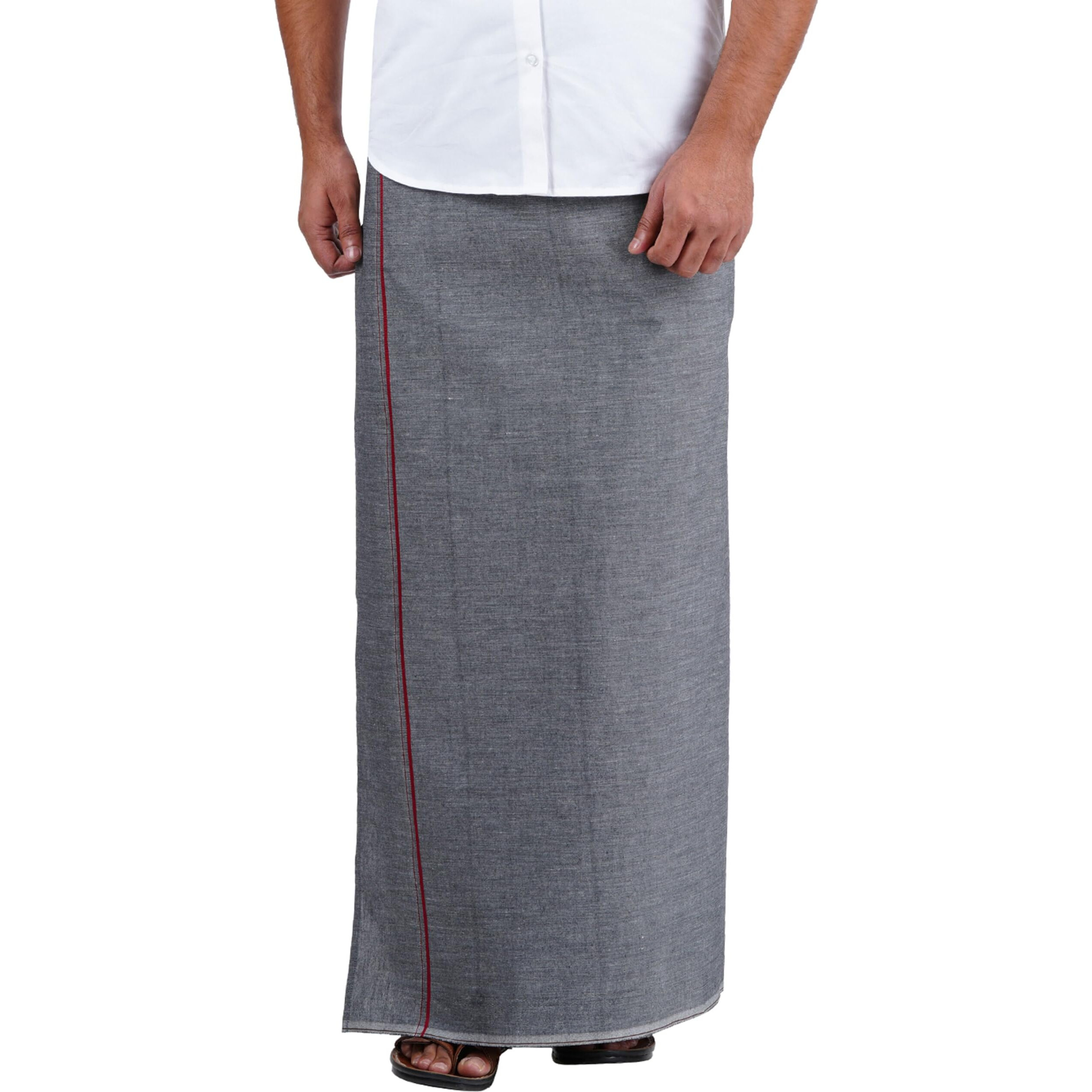 Prakasam Cotton Mens Premium Kfc Plain Welcro Pocket Dhoti (Kfc-Pln-Black)