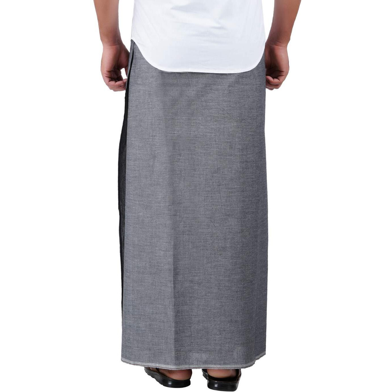 Prakasam Cotton Mens Premium Kfc Plain Welcro Pocket Dhoti (Kfc-Pln-Black)