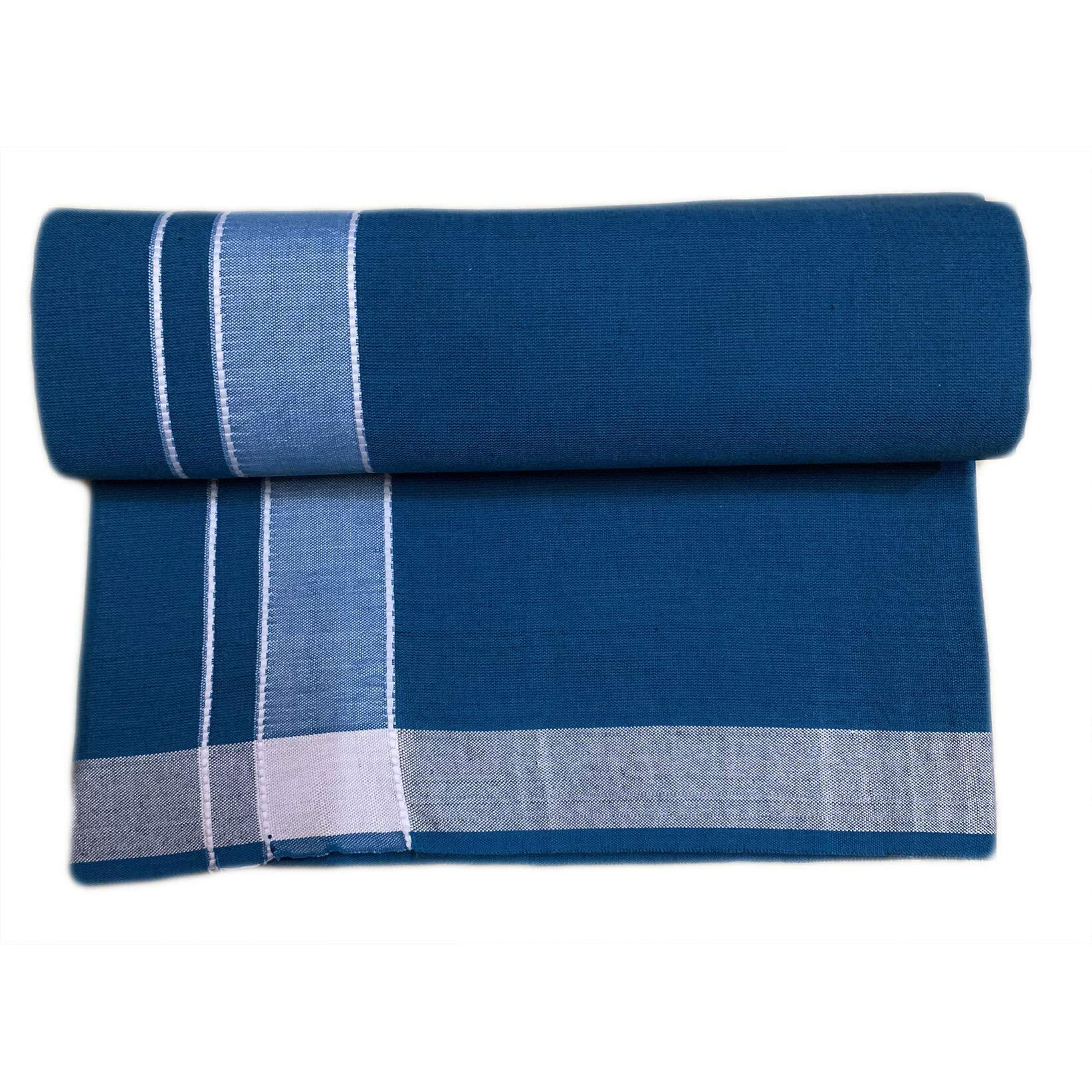 Prakasam Cotton Men's Kerala Style Premam Single (1.28X2.00 Mtrs) Colour (Pack Of 2) (Sky Blue - Peacock Green) Dhoti