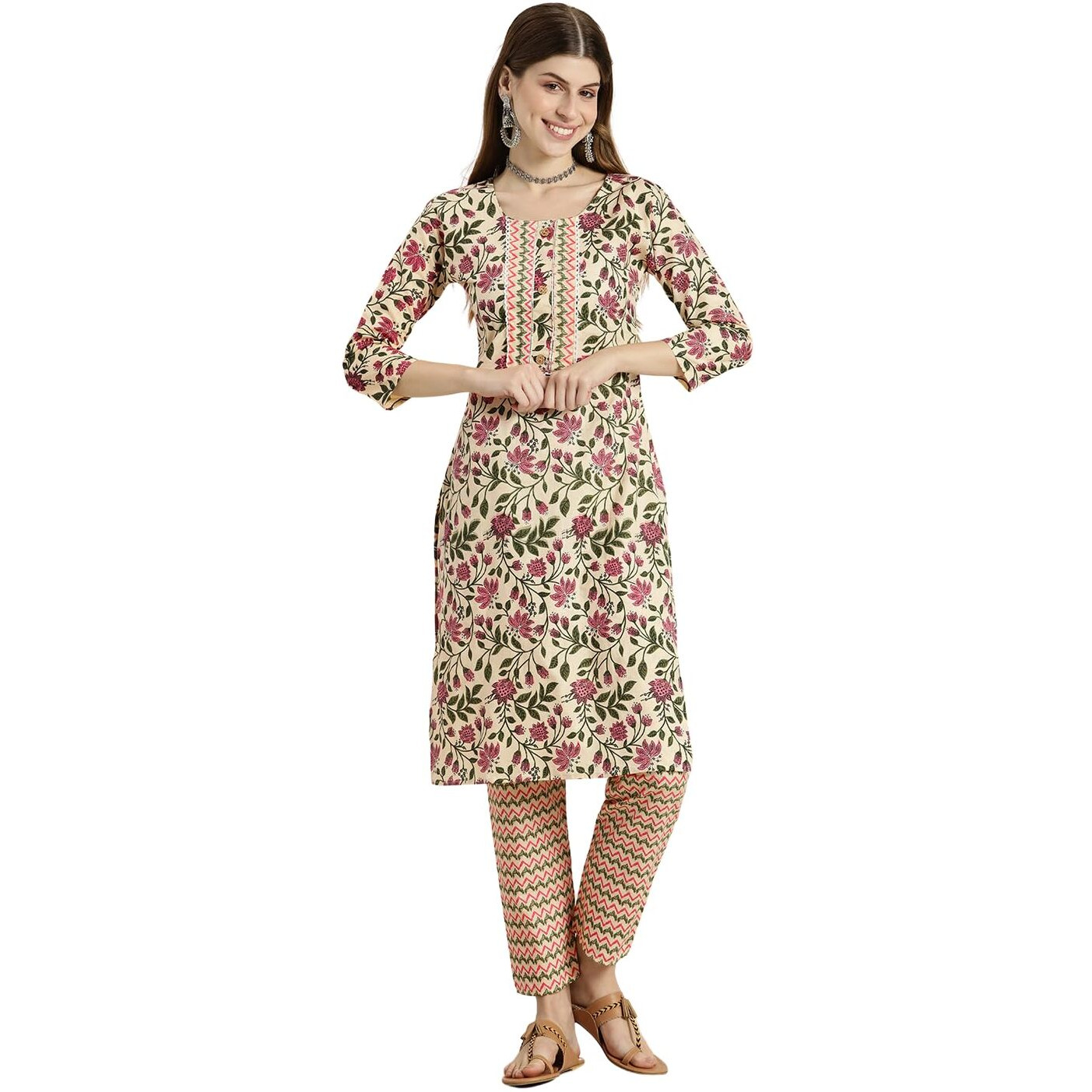 Shiv Textiles Pure Cotton Kurta Set For Women(9002-Beige-Xl)