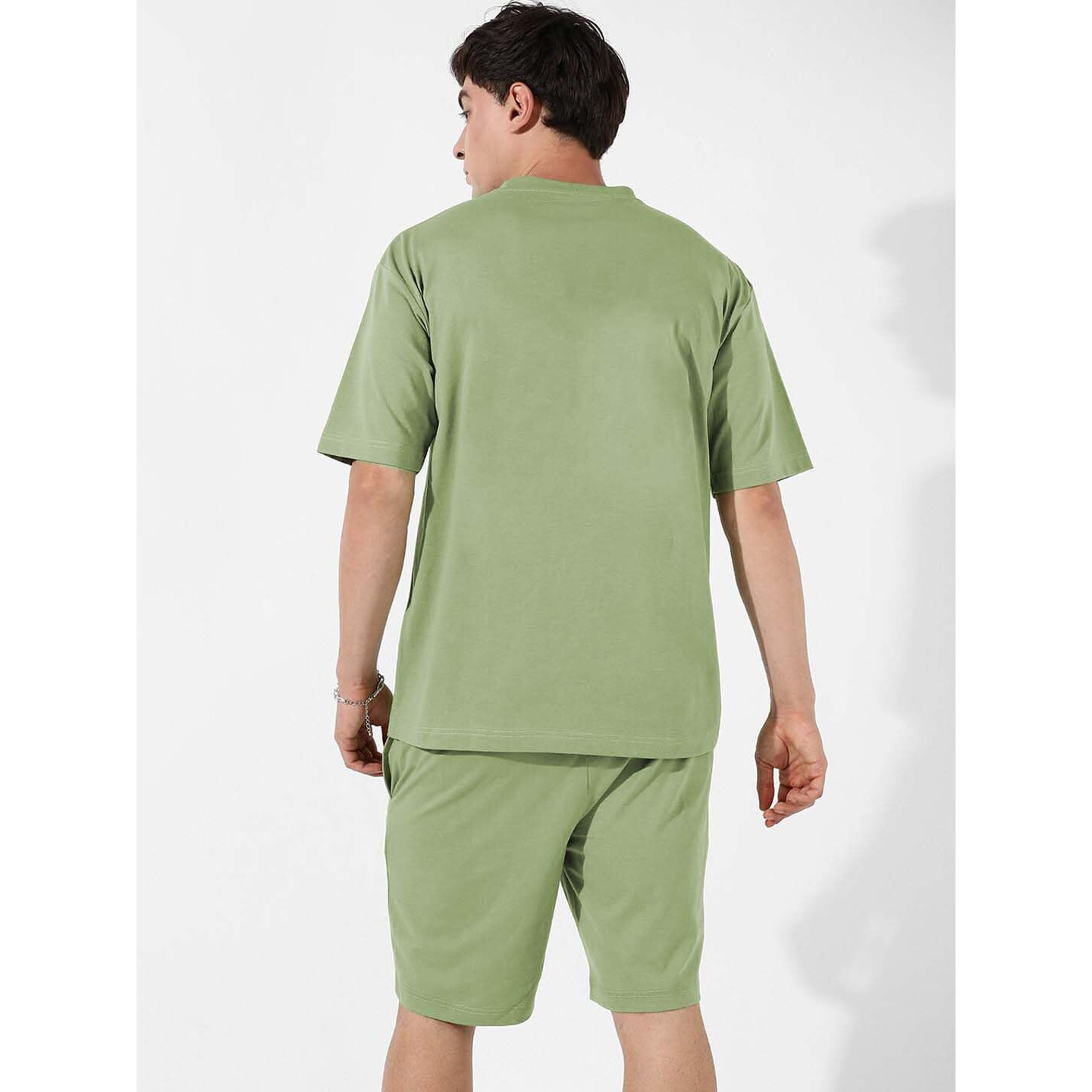 Royalscout Mens Night Suit | Men's Co-Ord Set | Lounge-Wear Night Dress Pajama Set | Summer Night Wear | Solid Plain Casual Pajama Shorts Set | Beach Wear (M, Green)