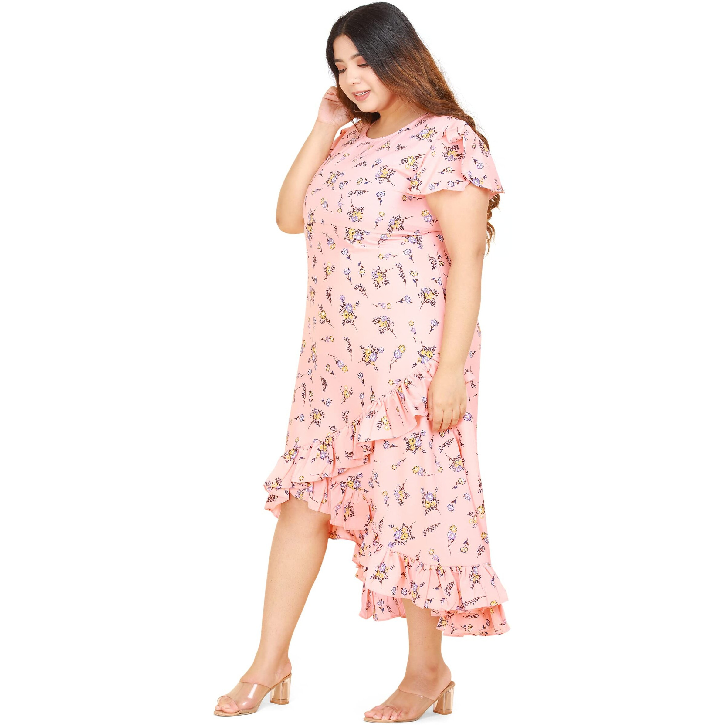 Oomph Women's Western & Fusion Wear Crepe Wrap Maxi Dress - Orange