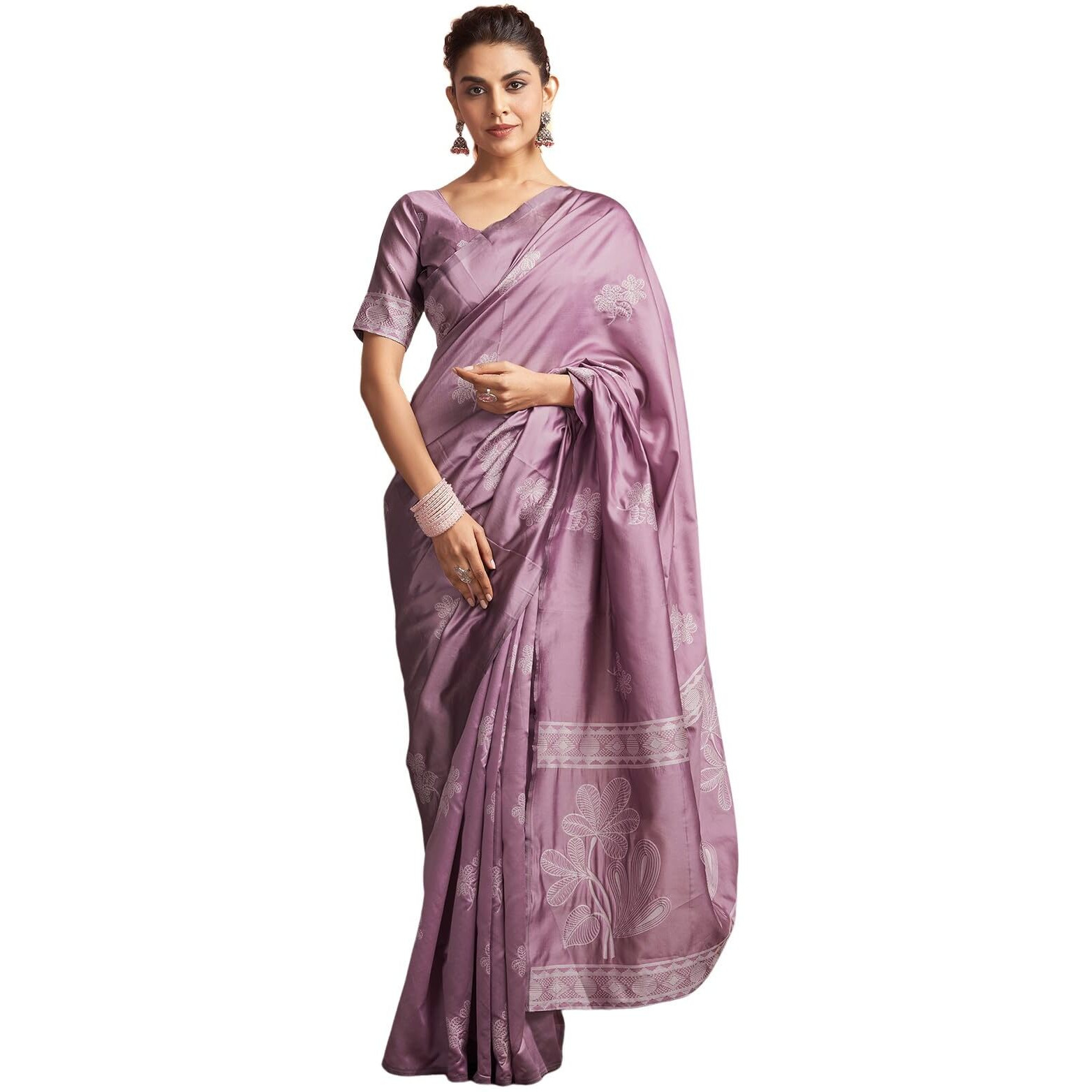 Satrani Women's Silk Blend Banarasi Jacquard Saree With Unstitched Blouse Piece (3882S192N_Mauve)